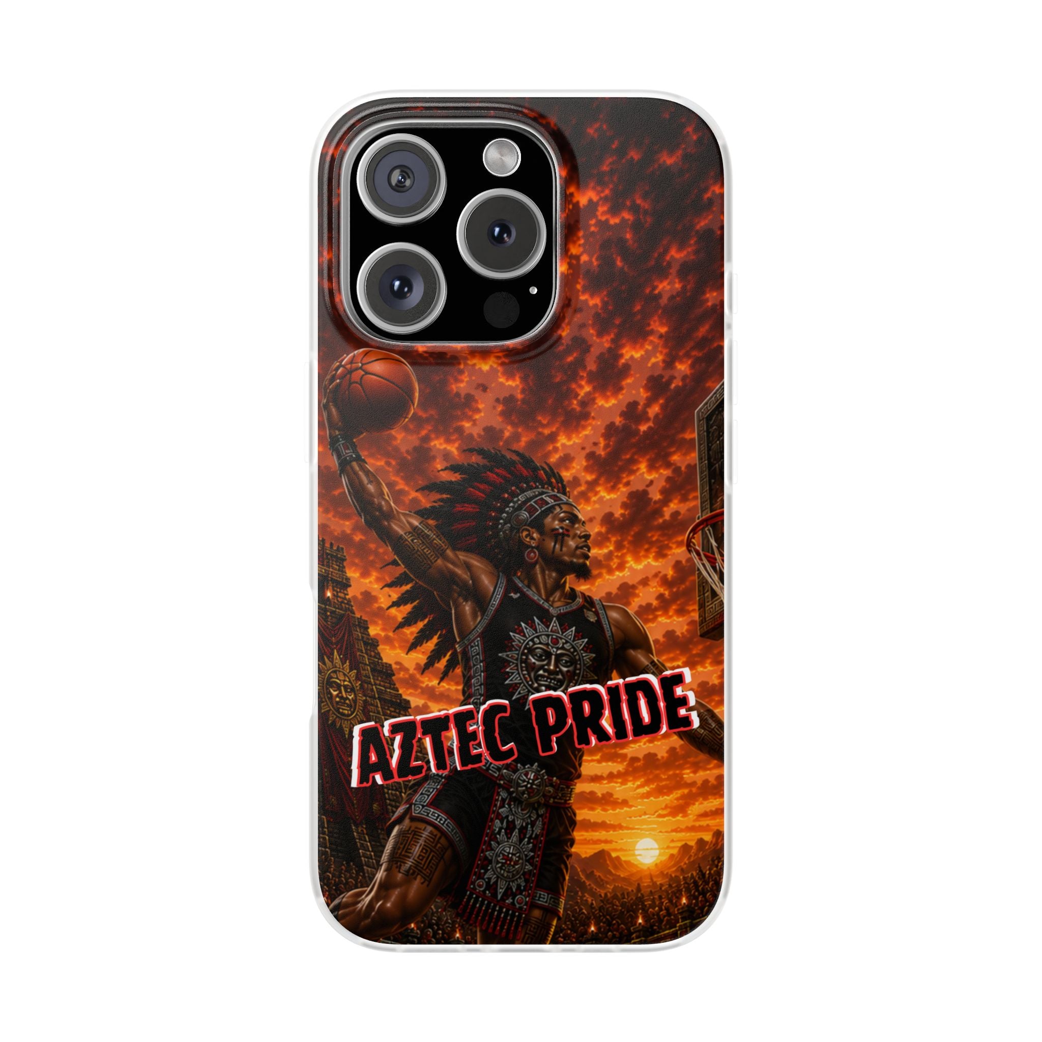 Aztec Basketball Male Warrior – Flexi Phone Case (iPhone & Samsung • Clear TPU • Made & Shipped in the USA • 🚚 FREE USA Shipping • Personalized Option)