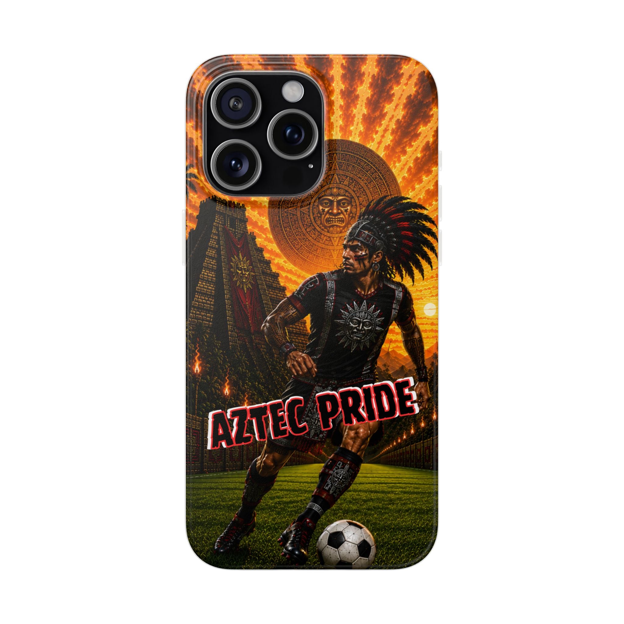 Aztec Soccer Male Warrior – Flexi Phone Case (iPhone & Samsung • Clear TPU • Made & Shipped in the USA • 🚚 FREE USA Shipping • Personalized Option)