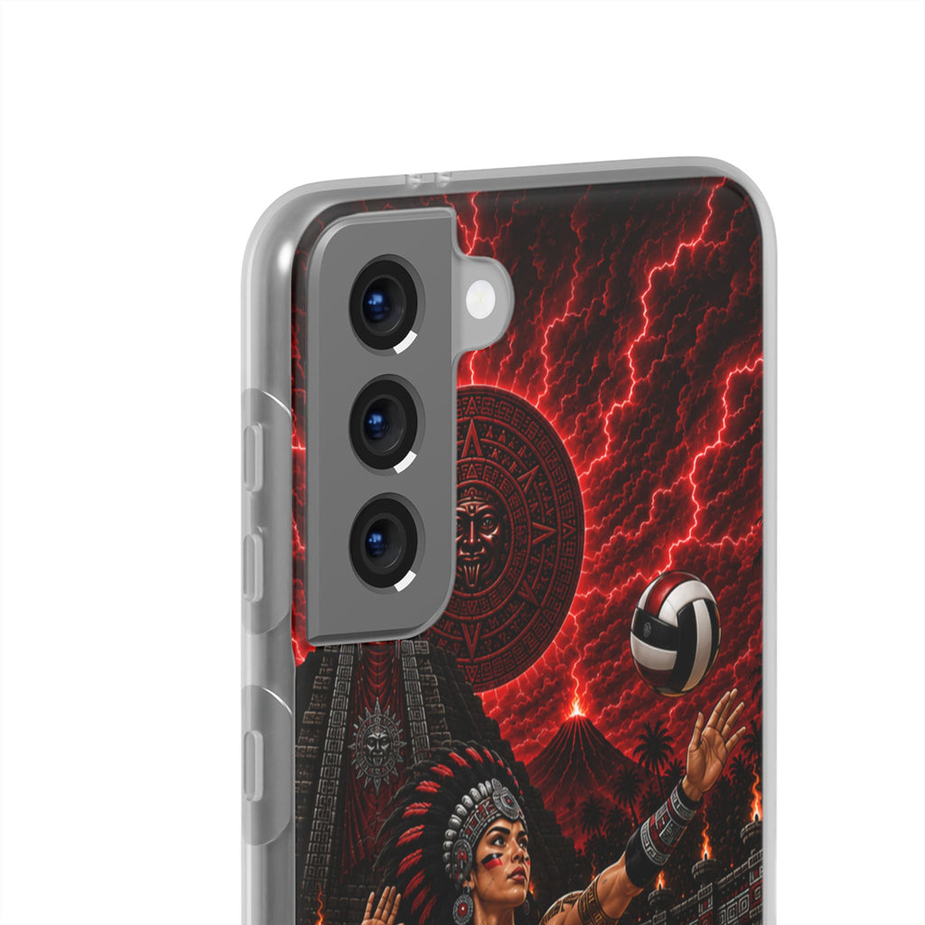 Aztec Volleyball Warrior – Flexi Phone Case (iPhone & Samsung • Clear TPU • Made & Shipped in the USA • 🚚 FREE USA Shipping • Personalized Option)