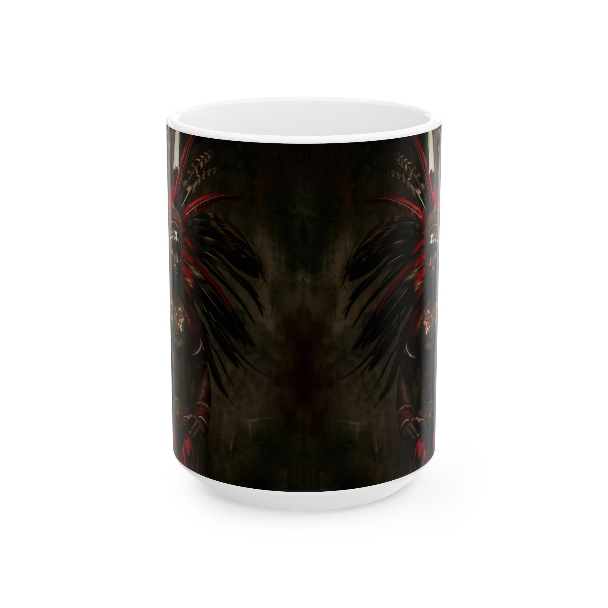 Aztec Panther Warrior – Ceramic Mug (11oz, 15oz • Dishwasher & Microwave Safe • Made in USA • Personalized Option)