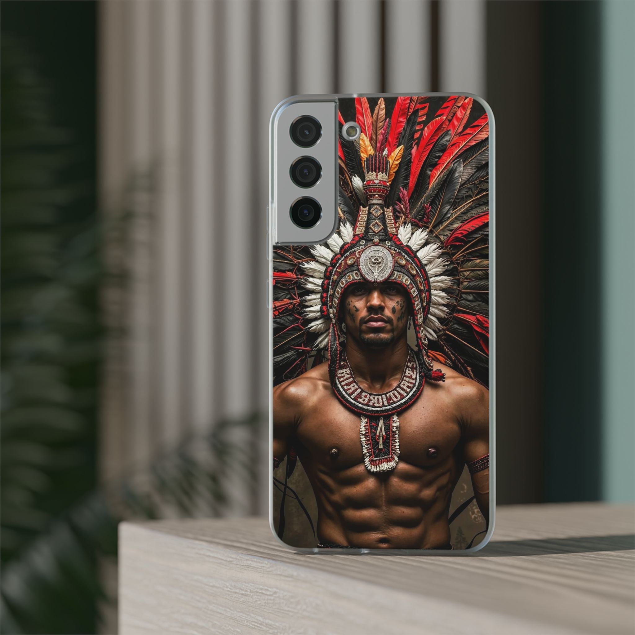 Aztec Warrior Eagle – Flexi Phone Case (iPhone & Samsung • Clear TPU • Made in USA • Personalized Option)