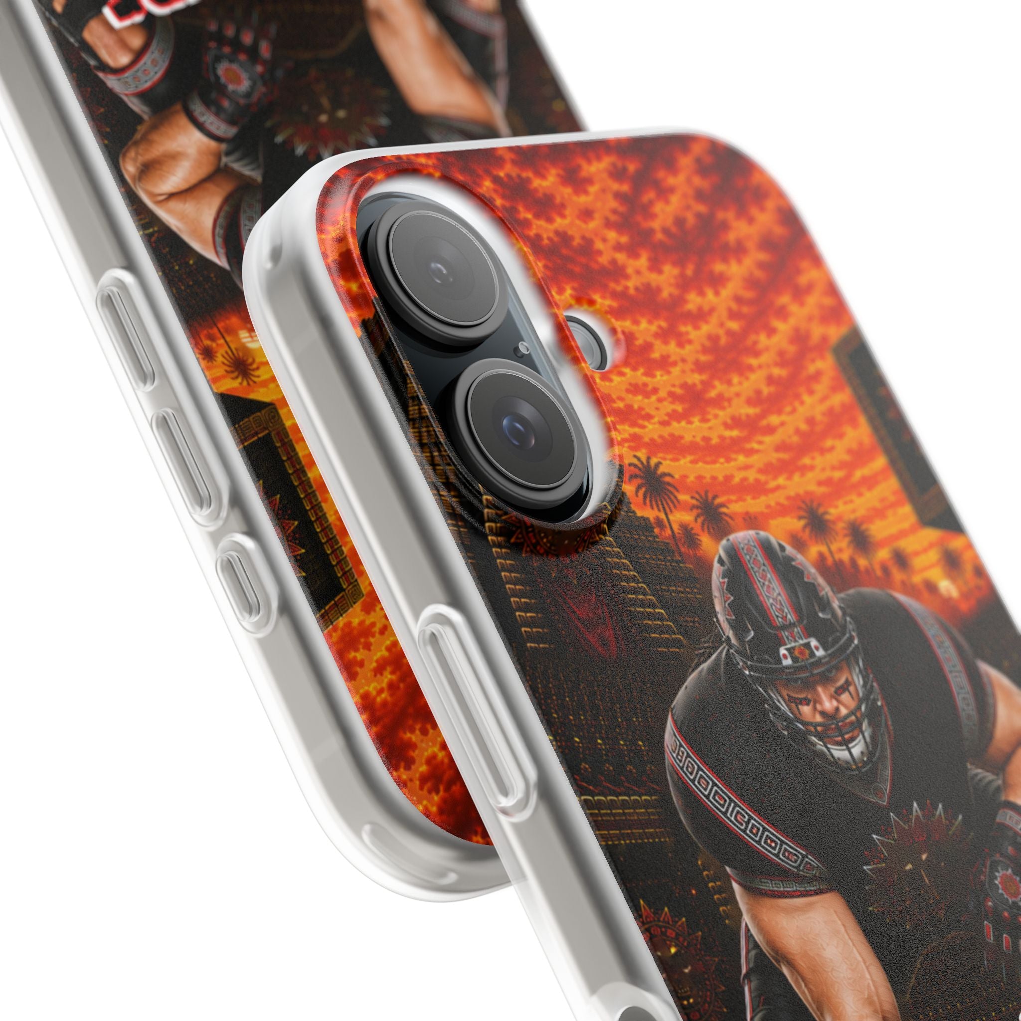 Aztec Football Warrior – Flexi Phone Case (iPhone & Samsung • Clear TPU • Made & Shipped in the USA • 🚚 FREE USA Shipping • Personalized Option)