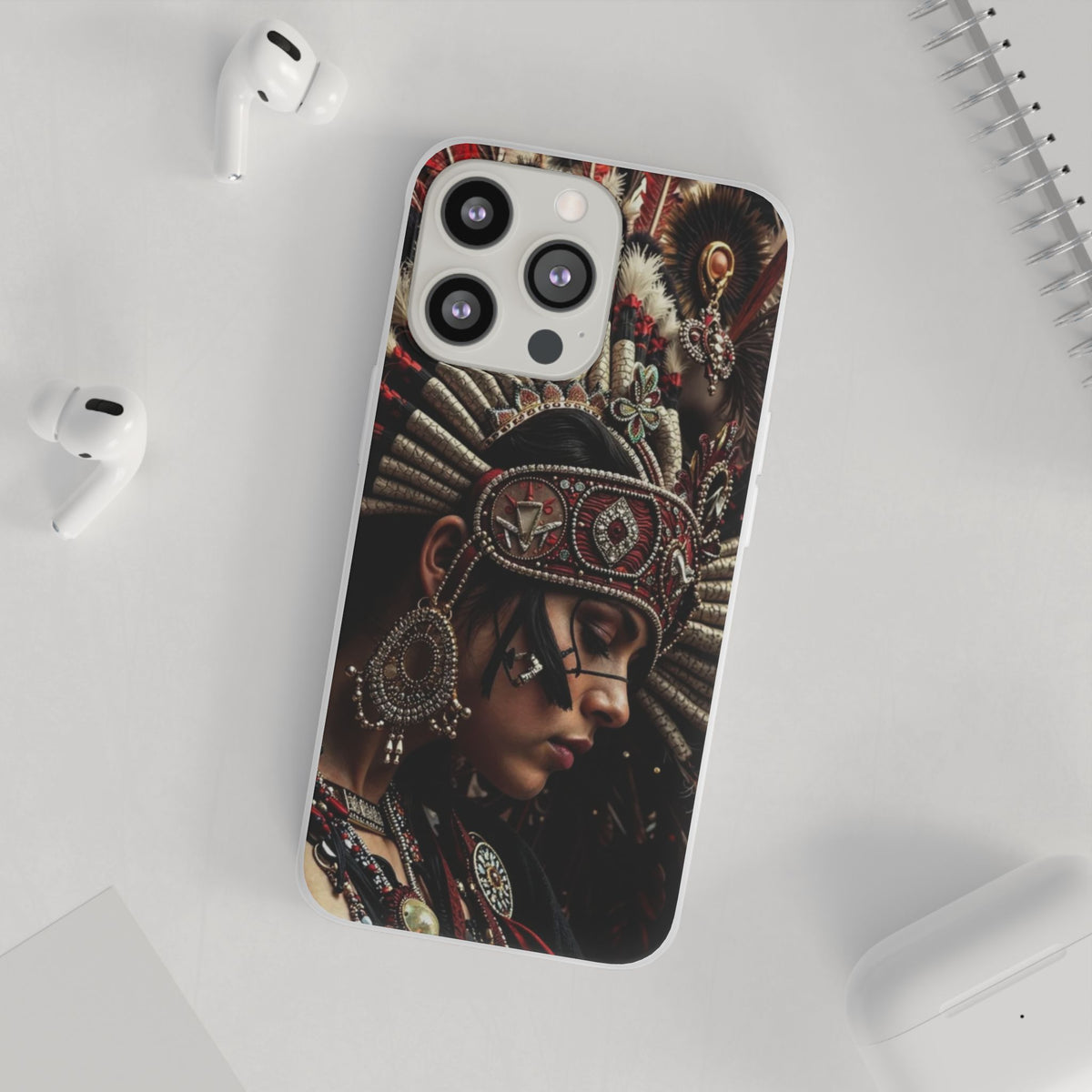 Aztec Goddess Spirit – Flexi Phone Case (iPhone & Samsung • Clear TPU • Made in USA • Personalized Option)
