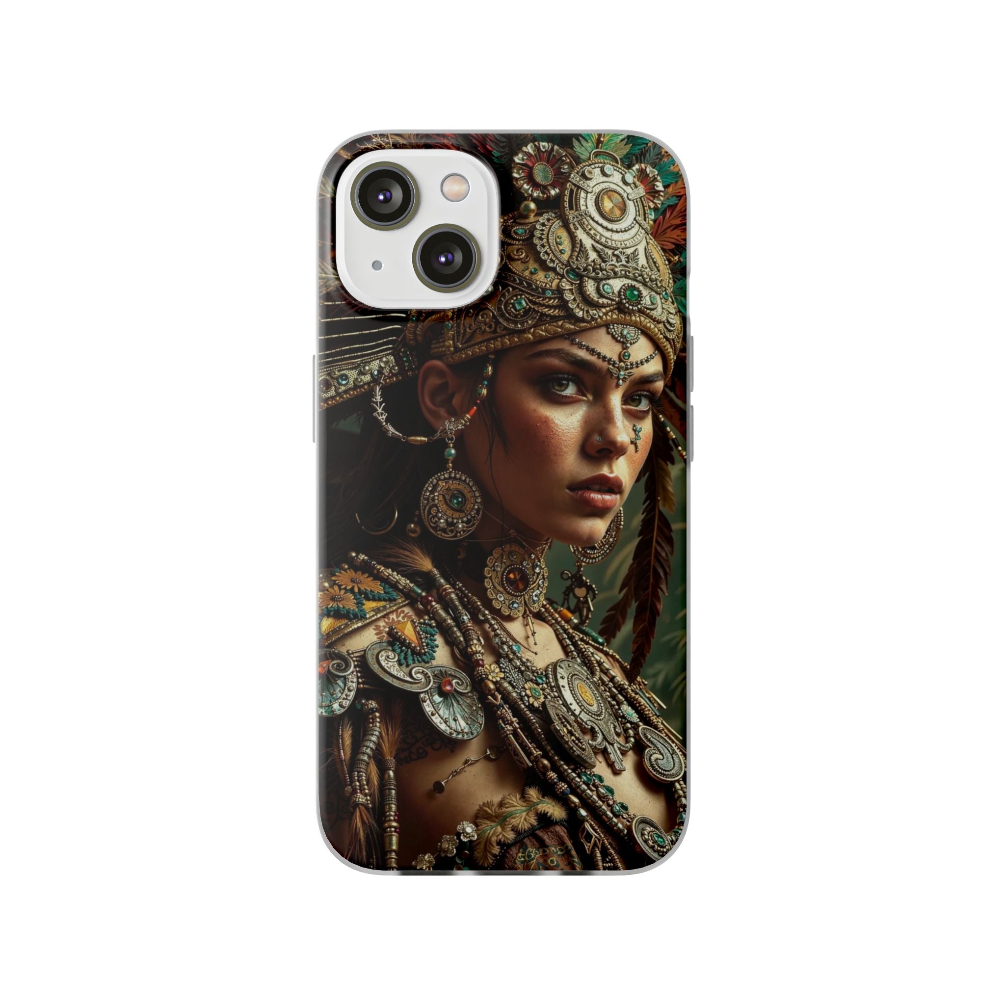 Aztec Warrior Goddess – Flexi Phone Case (iPhone & Samsung • Clear TPU • Made in USA • Personalized Option)