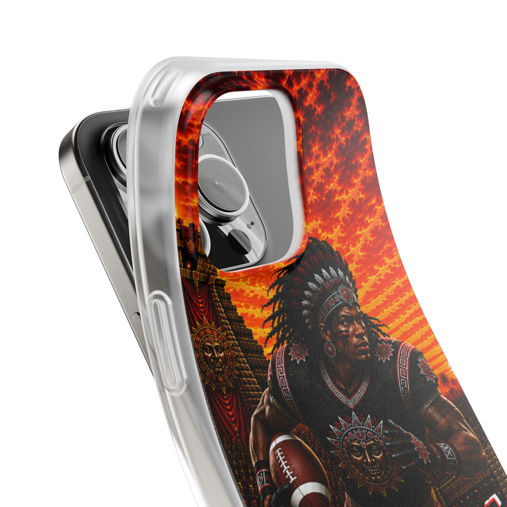 Aztec Football Warrior – Flexi Phone Case (iPhone & Samsung • Clear TPU • Made & Shipped in the USA • 🚚 FREE USA Shipping • Personalized Option)