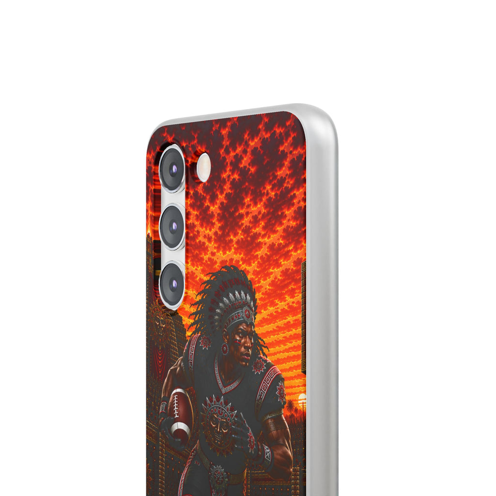 Aztec Football Warrior – Flexi Phone Case (iPhone & Samsung • Clear TPU • Made & Shipped in the USA • 🚚 FREE USA Shipping • Personalized Option)