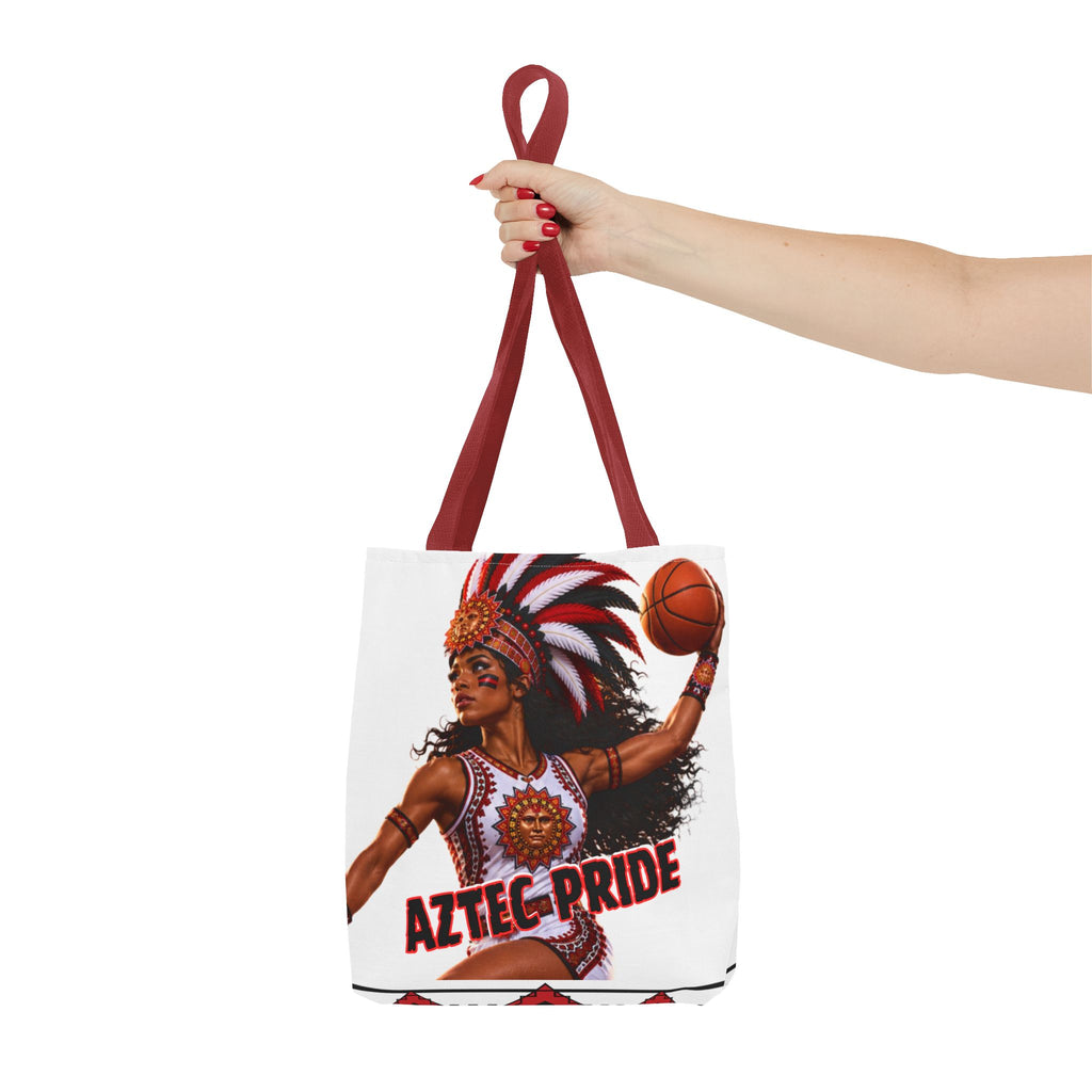Aztec Basketball Black Female Warrior Tote Bag | Aztec-Inspired AI Art • Made & Shipped in the USA • 🚚 FREE USA Shipping • FREE Personalization