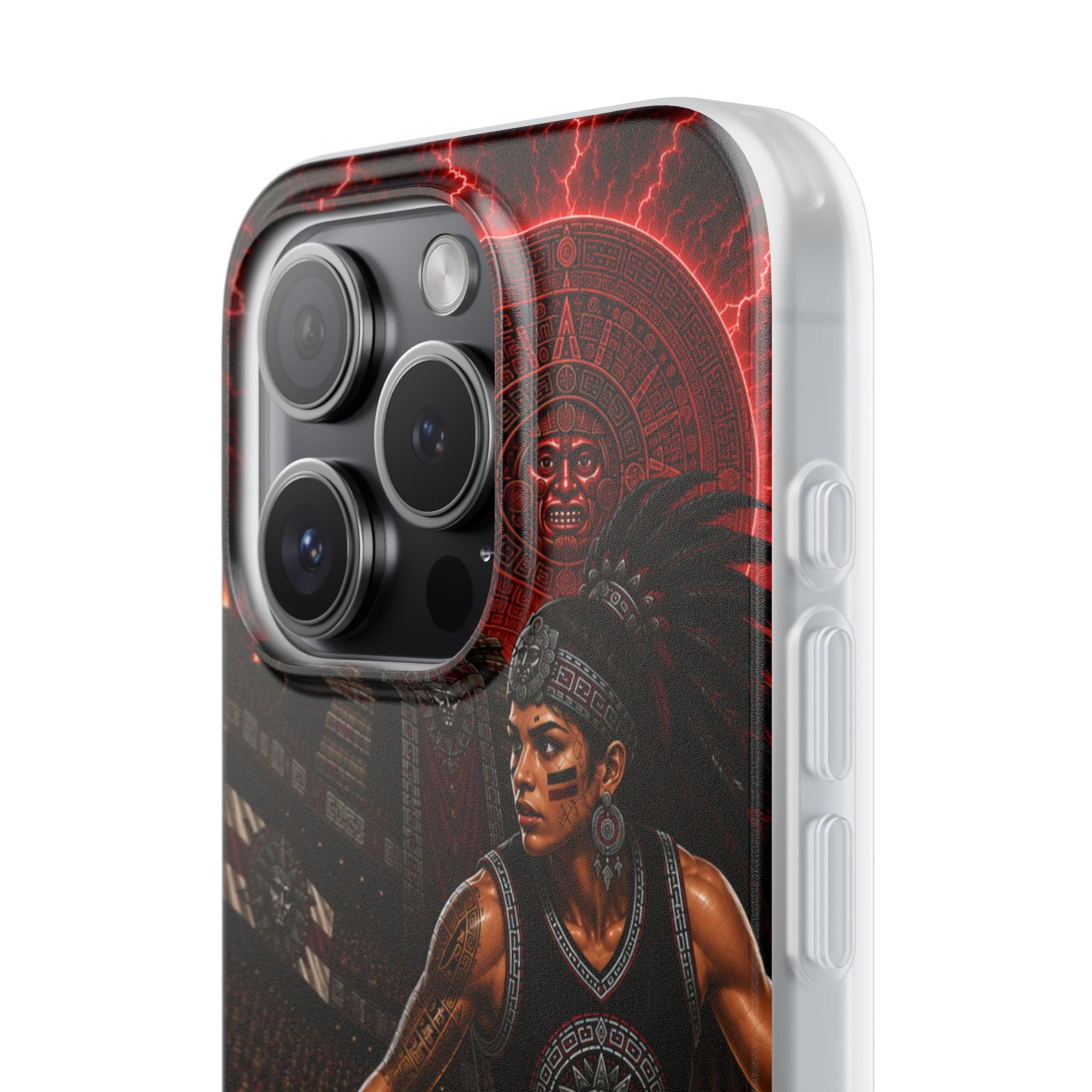 Aztec Basketball Female Warrior – Flexi Phone Case (iPhone & Samsung • Clear TPU • Made & Shipped in the USA • 🚚 FREE USA Shipping • Personalized Option)