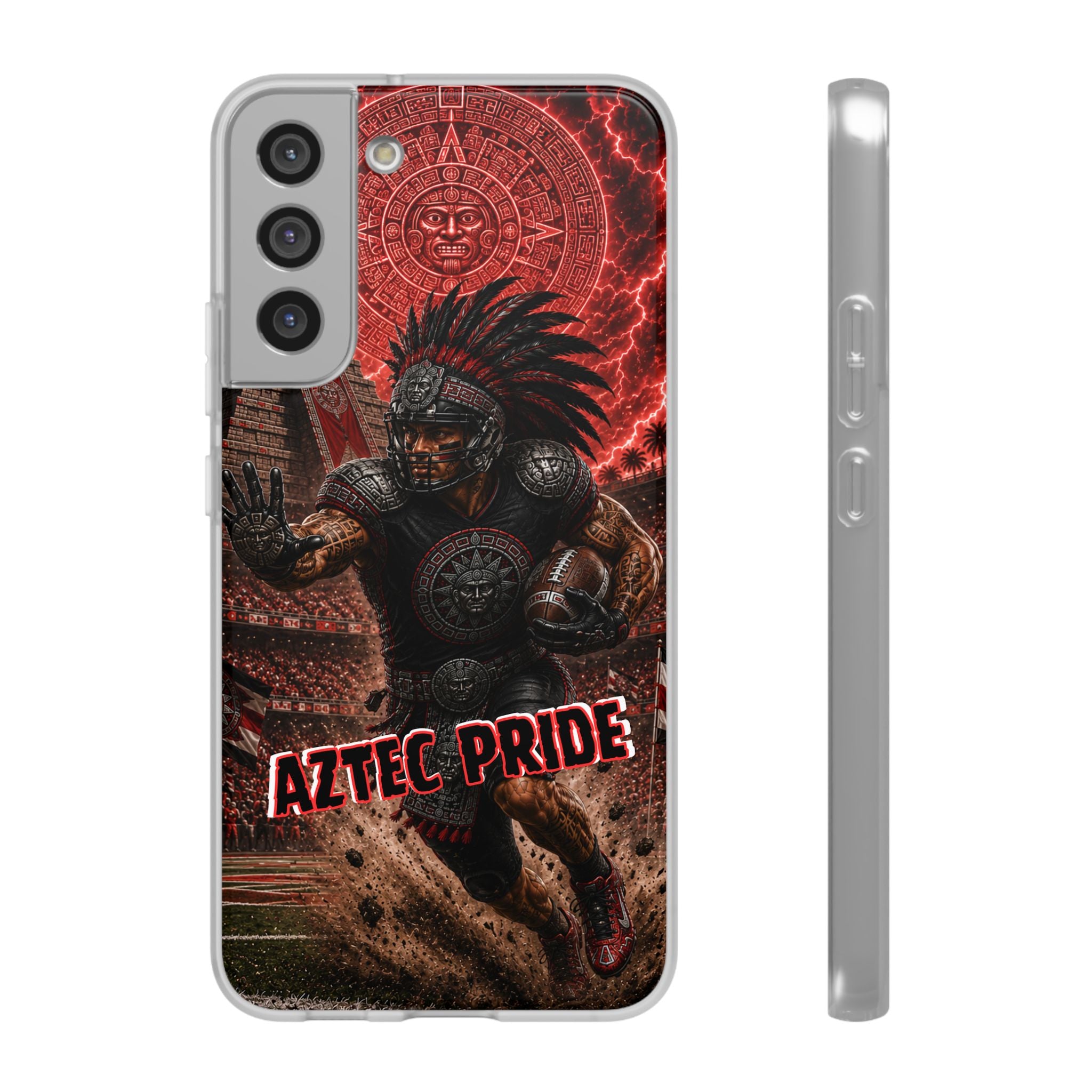 Aztec Football Warrior – Flexi Phone Case (iPhone & Samsung • Clear TPU • Made in USA • Personalized Option)