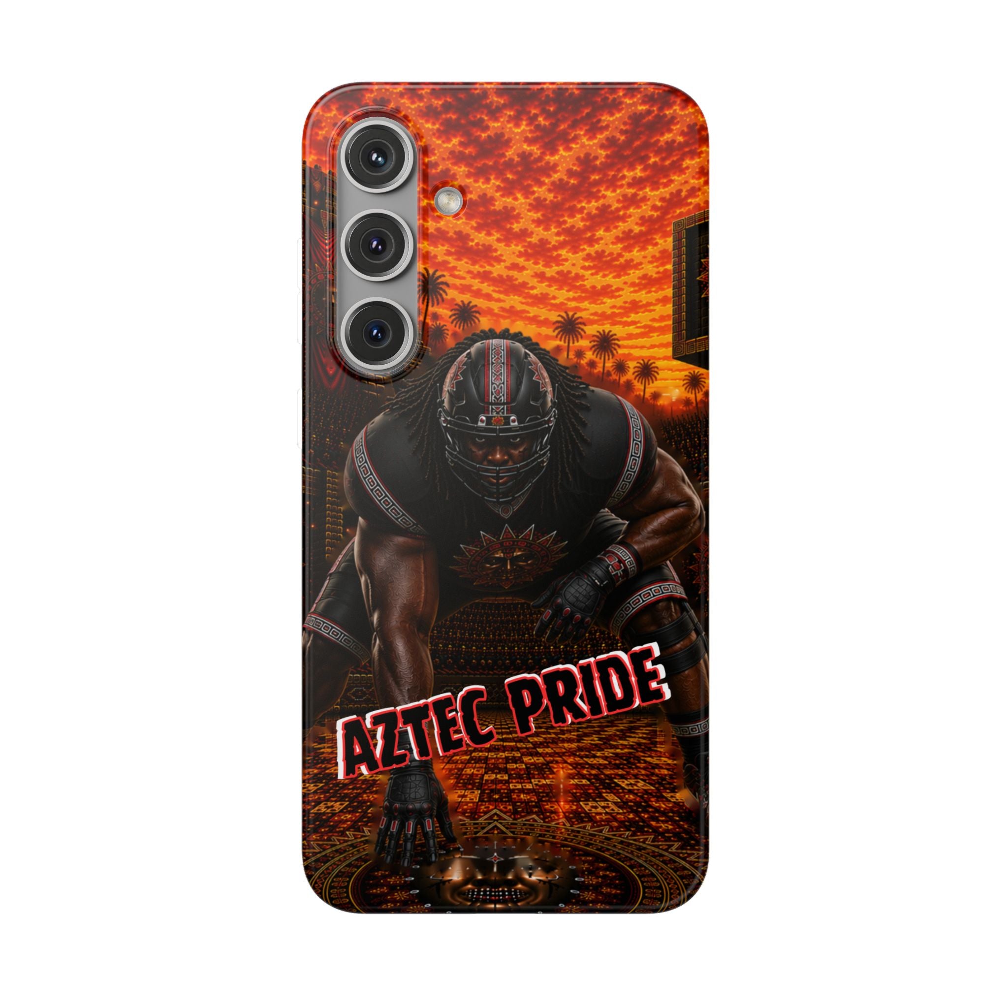 Aztec Football Warrior – Flexi Phone Case (iPhone & Samsung • Clear TPU • Made & Shipped in the USA • 🚚 FREE USA Shipping • Personalized Option)