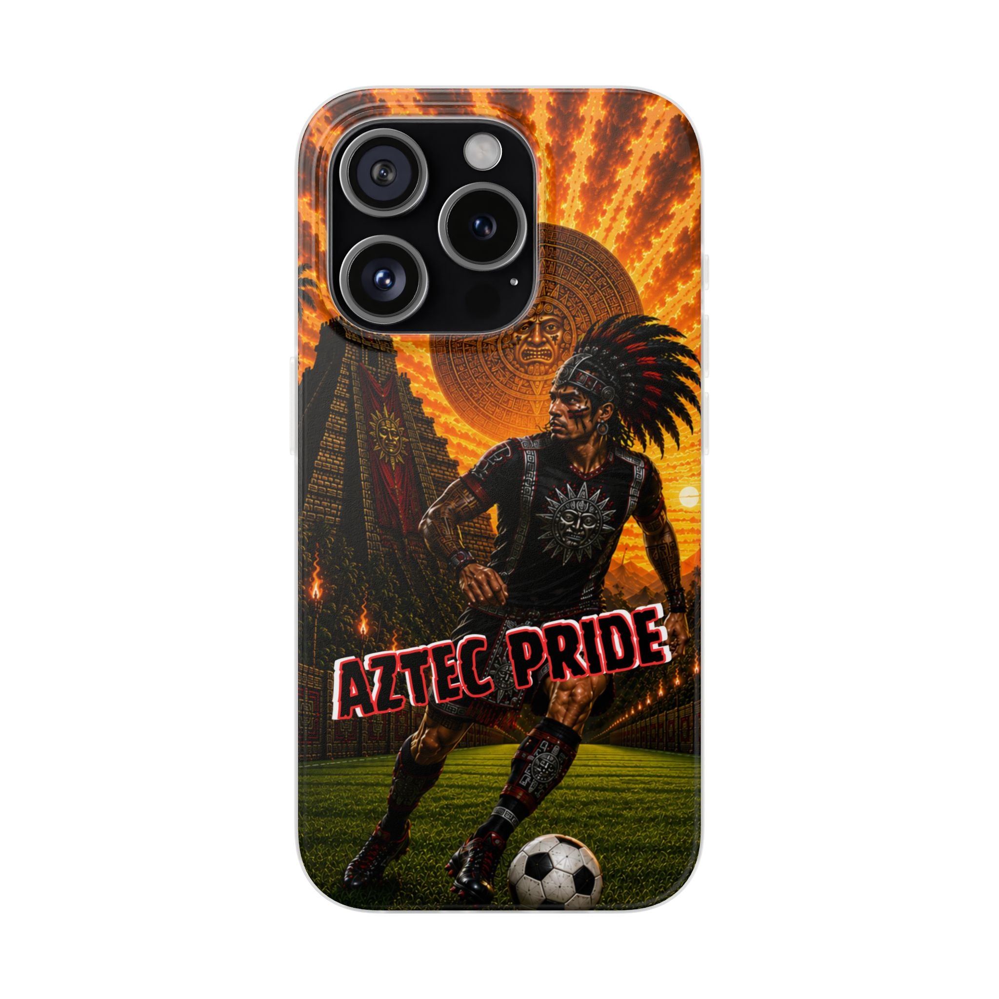 Aztec Soccer Male Warrior – Flexi Phone Case (iPhone & Samsung • Clear TPU • Made & Shipped in the USA • 🚚 FREE USA Shipping • Personalized Option)