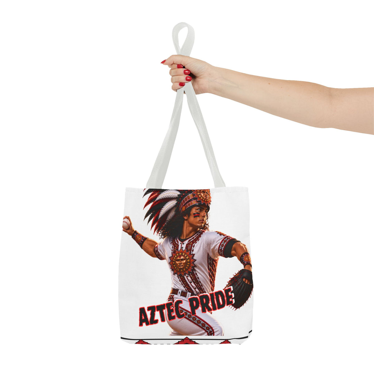 Aztec Baseball Warrior Tote Bag | Aztec-Inspired AI Art • Made & Shipped in the USA • 🚚 FREE USA Shipping • FREE Personalization