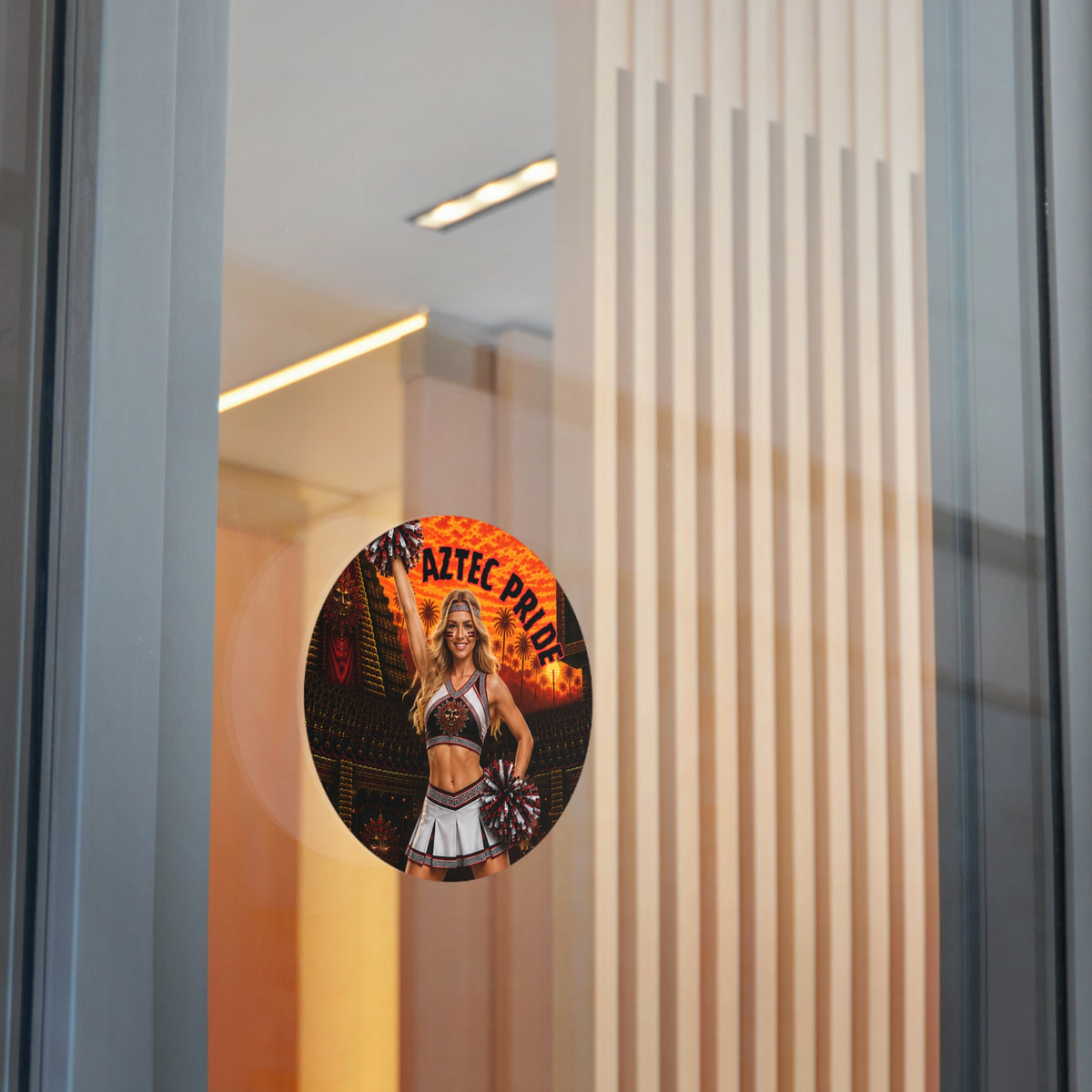 Aztec Cheerleader Warrior Round Vinyl Sticker 2”–6” | Made & Shipped in the USA • 🚚 FREE USA Shipping • Personalized Option
