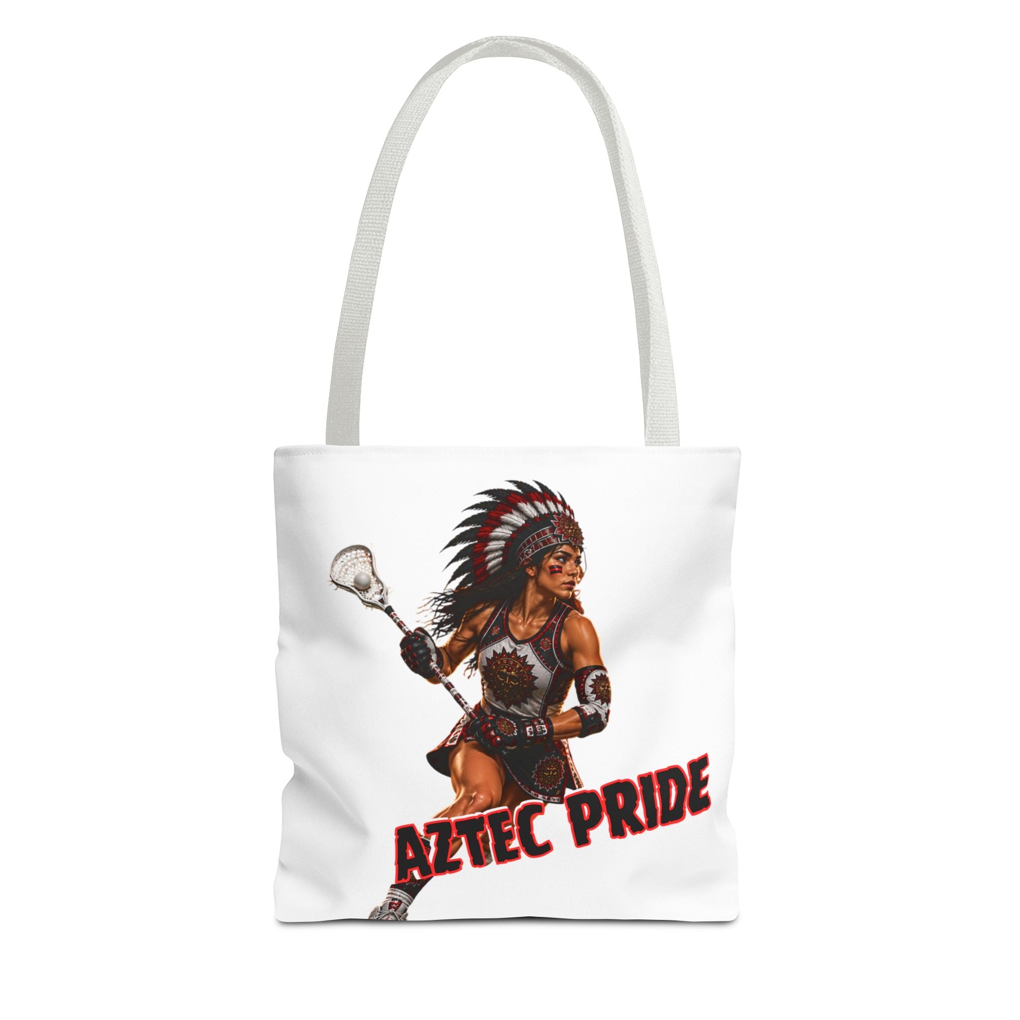 Aztec Lacrosse Female Warrior Tote Bag | Aztec-Inspired AI Art • Made & Shipped in the USA • 🚚 FREE USA Shipping • FREE Personalization