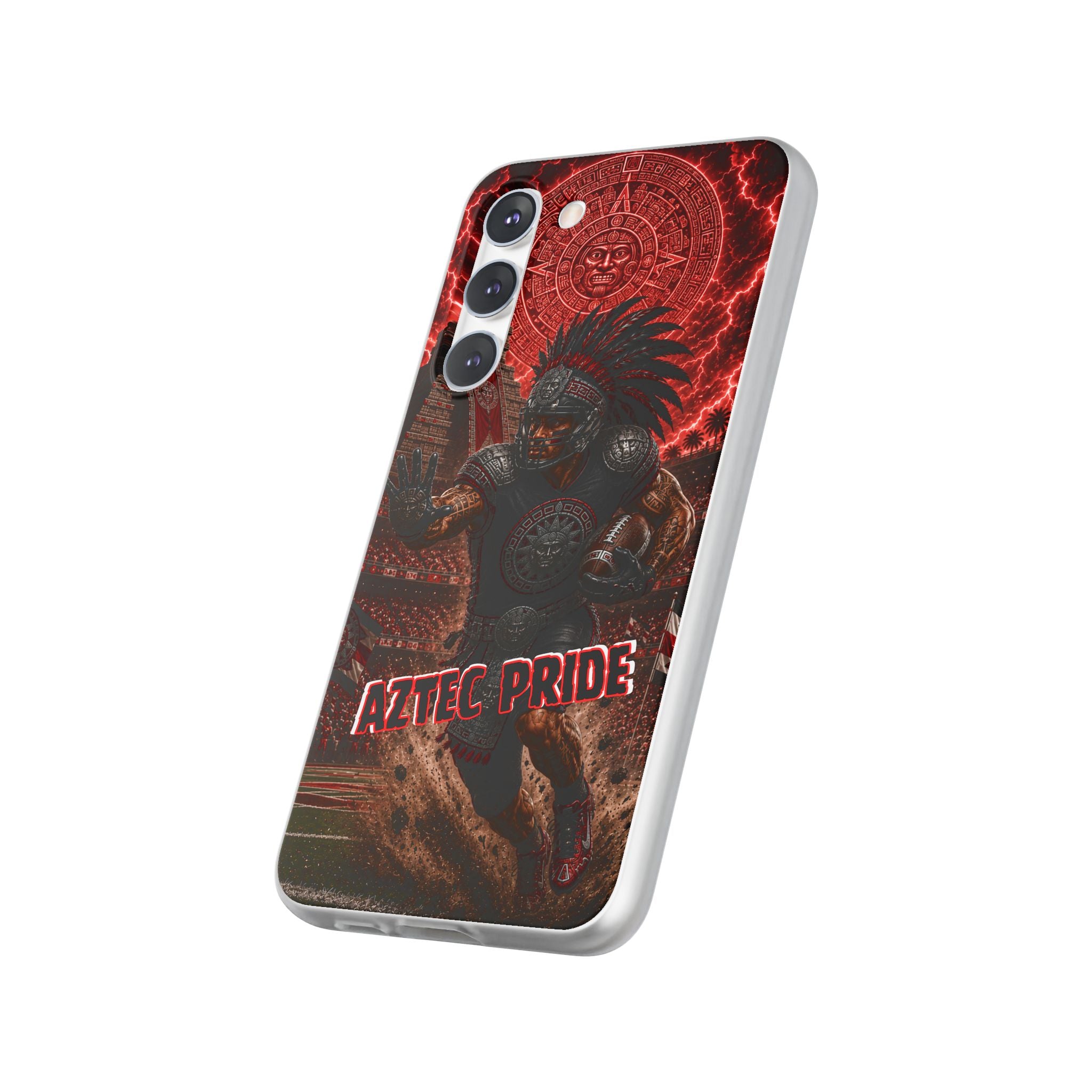 Aztec Football Warrior – Flexi Phone Case (iPhone & Samsung • Clear TPU • Made in USA • Personalized Option)