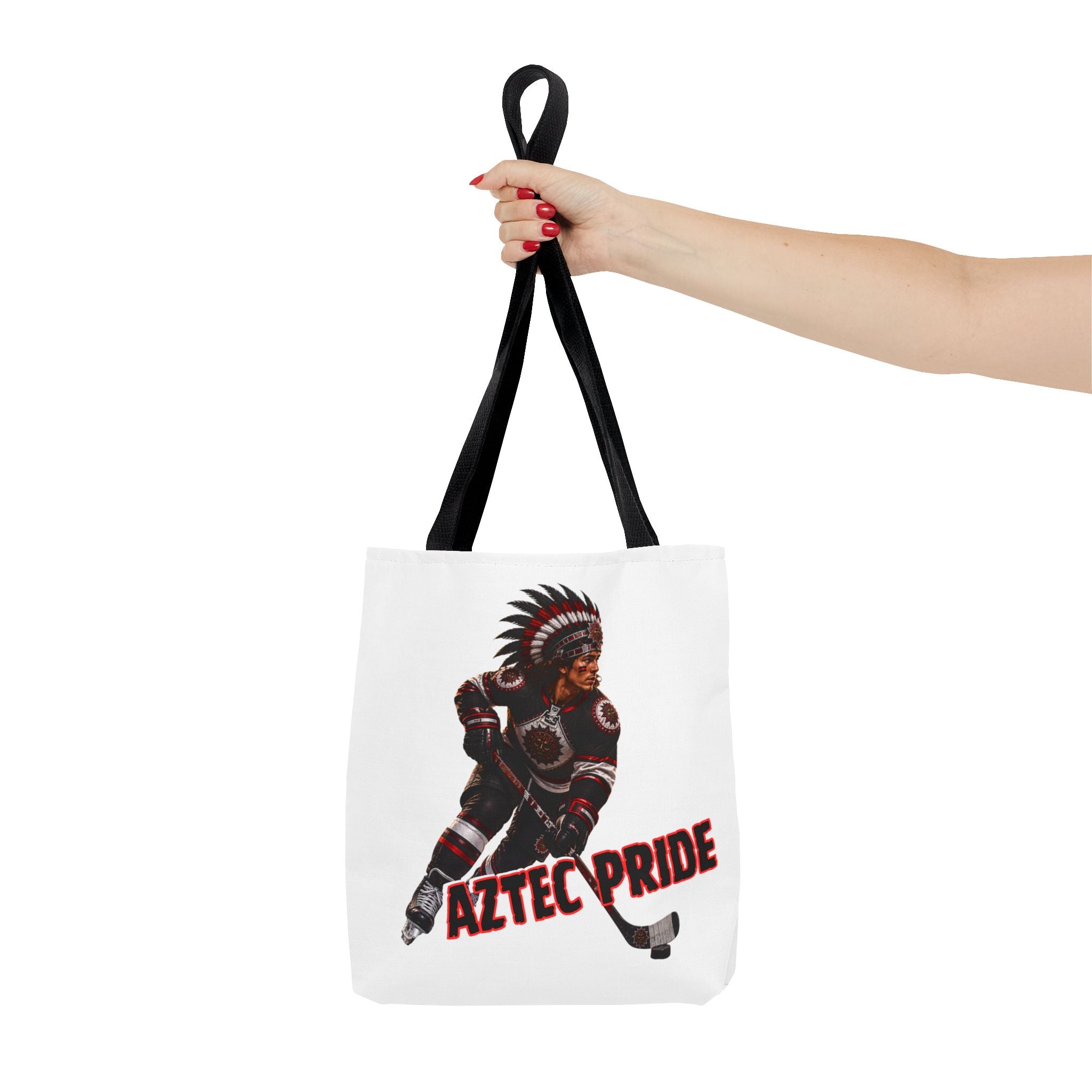 Aztec Hockey Warrior Tote Bag | Aztec-Inspired AI Art • Made & Shipped in the USA • 🚚 FREE USA Shipping • FREE Personalization