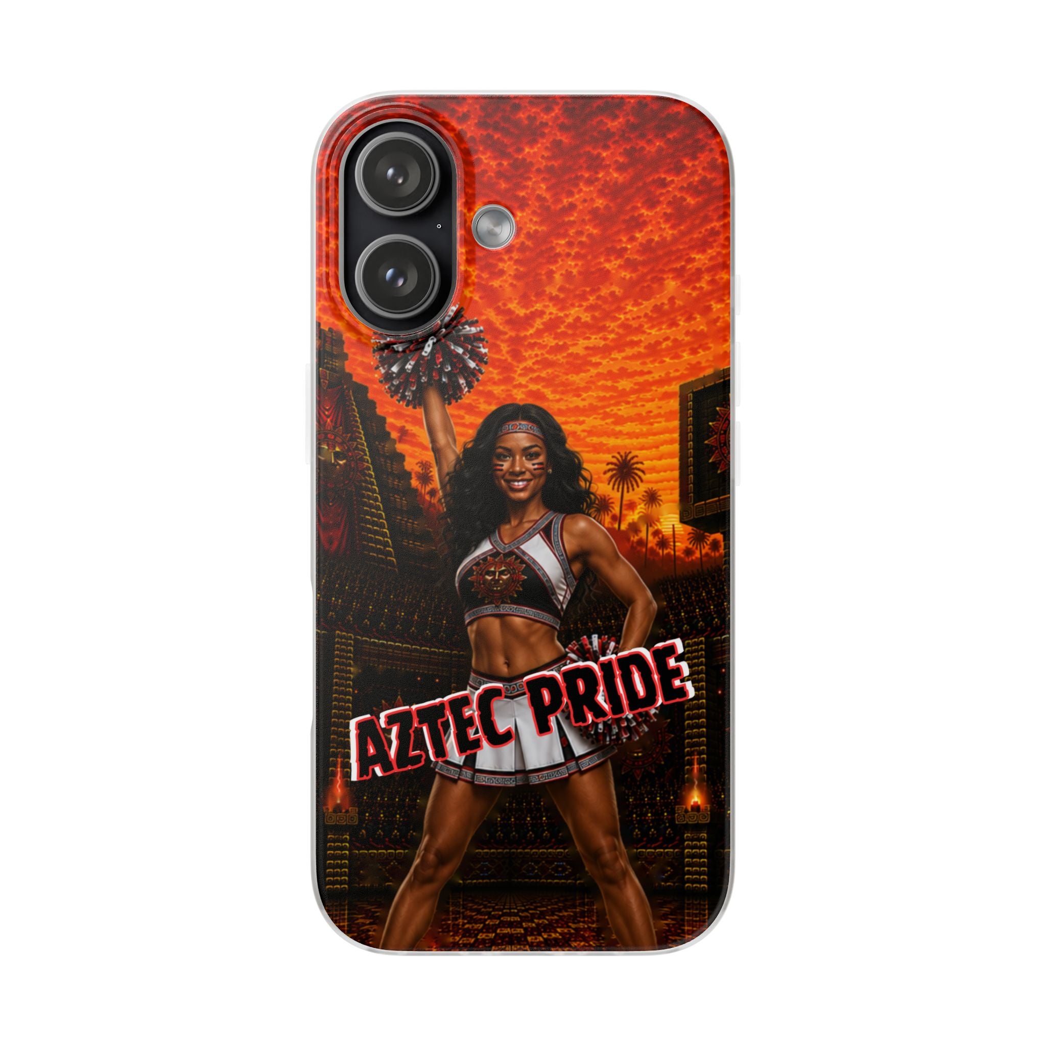 Aztec Cheerleader Warrior – Flexi Phone Case (iPhone & Samsung • Clear TPU • Made & Shipped in the USA • 🚚 FREE USA Shipping • Personalized Option)