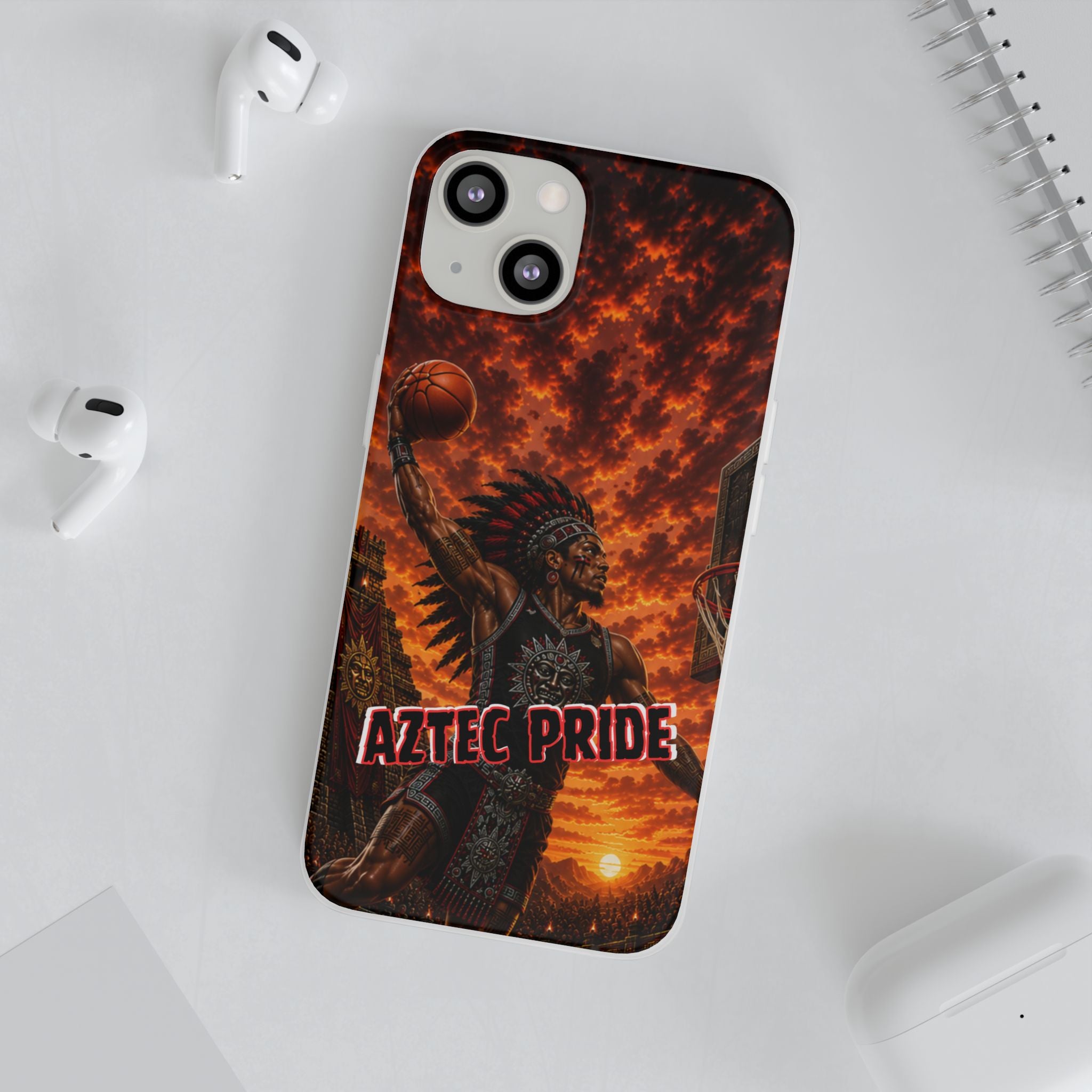 Aztec Basketball Male Warrior – Flexi Phone Case (iPhone & Samsung • Clear TPU • Made & Shipped in the USA • 🚚 FREE USA Shipping • Personalized Option)