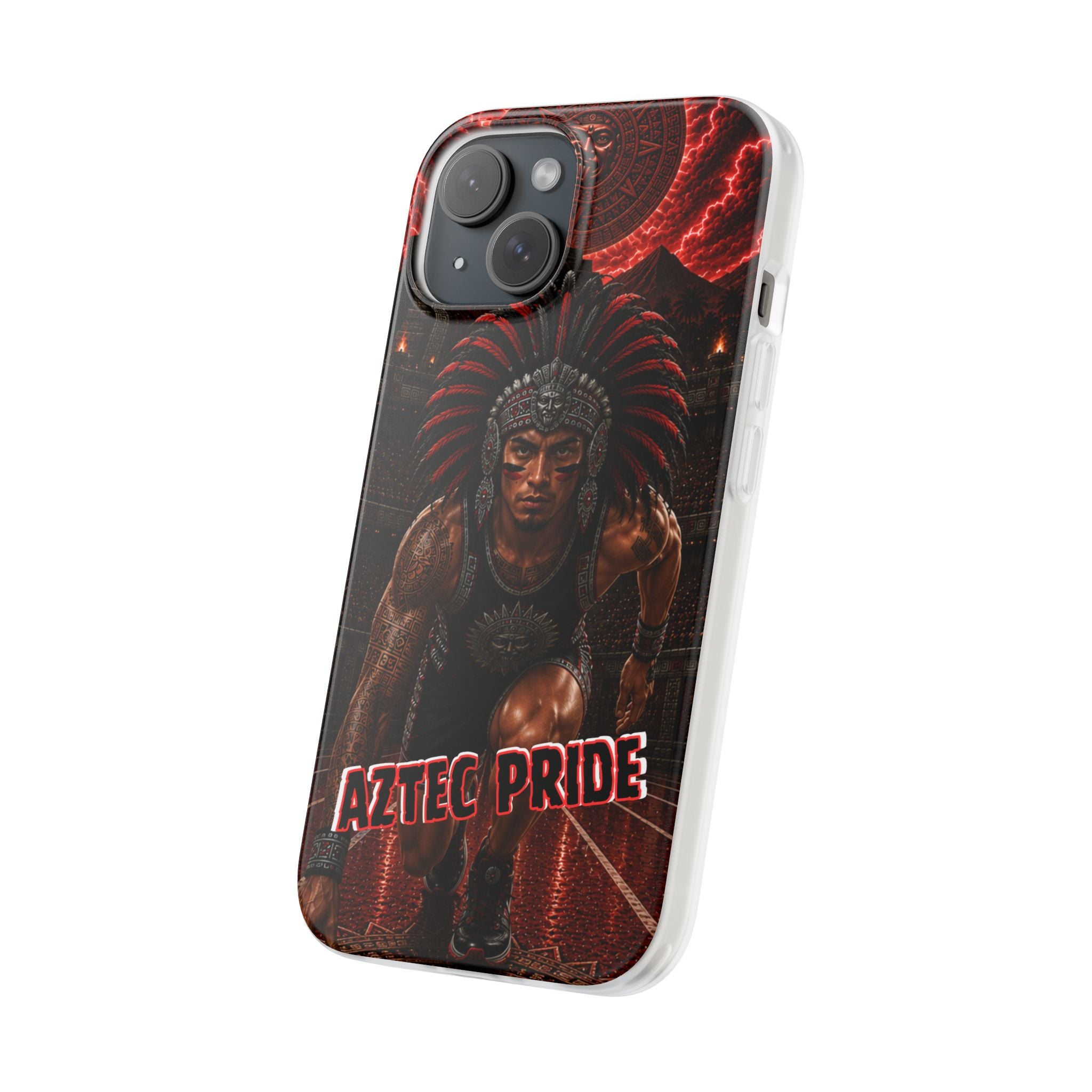 Aztec Track & Field Male Warrior – Flexi Phone Case (iPhone & Samsung • Clear TPU • Made & Shipped in the USA • 🚚 FREE USA Shipping • Personalized Option)