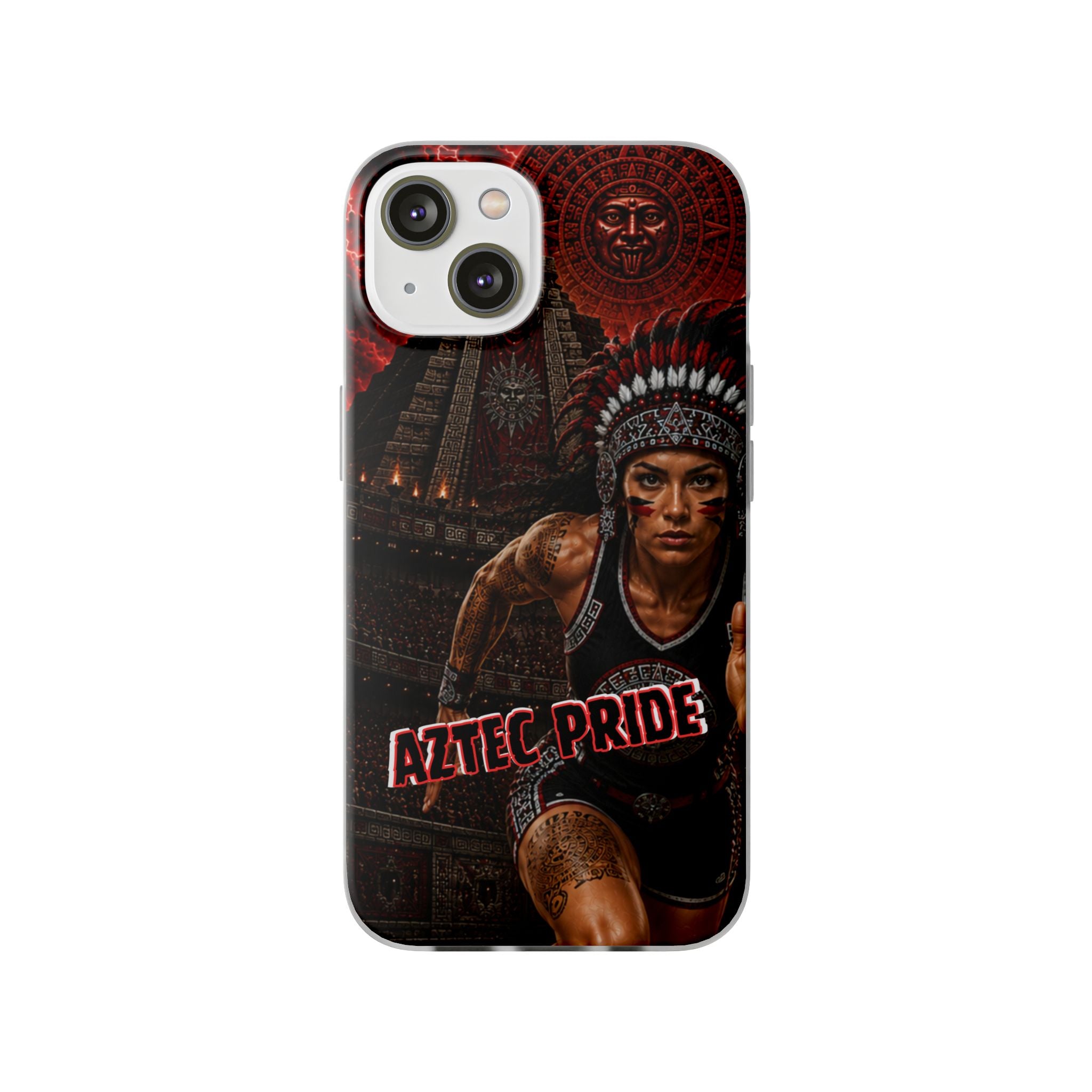 Aztec Track & Field Female Warrior – Flexi Phone Case (iPhone & Samsung • Clear TPU • Made & Shipped in the USA • 🚚 FREE USA Shipping • Personalized Option)