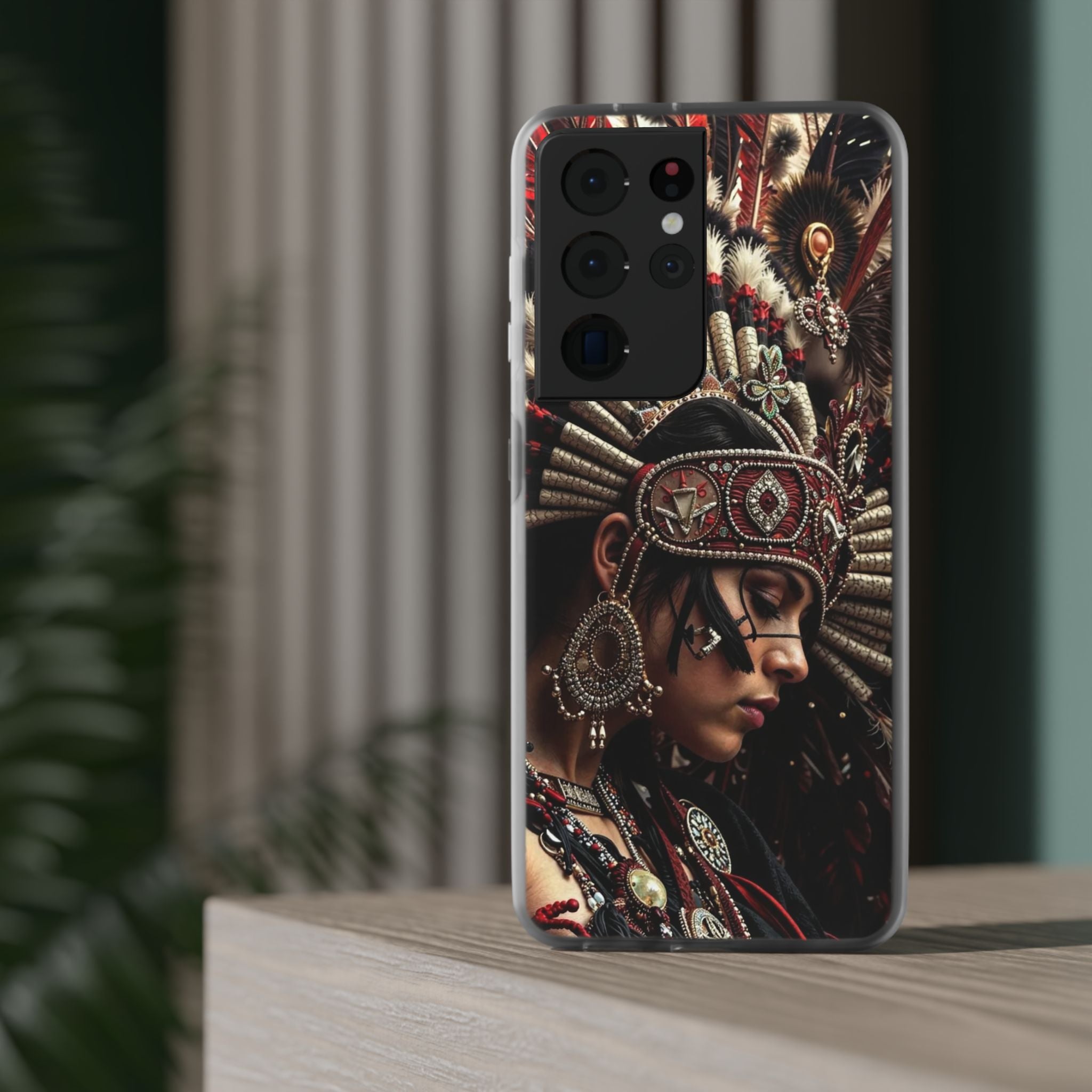 Aztec Goddess Spirit – Flexi Phone Case (iPhone & Samsung • Clear TPU • Made in USA • Personalized Option)
