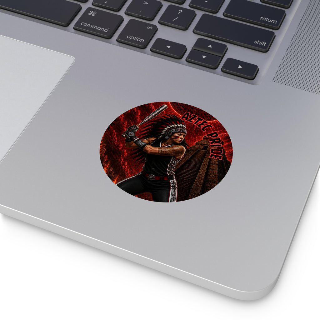 Aztec Softball Warrior Round Vinyl Sticker 2”–6” | Made & Shipped in the USA • 🚚 FREE USA Shipping • Personalized Option