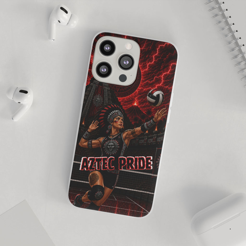 Aztec Volleyball Warrior – Flexi Phone Case (iPhone & Samsung • Clear TPU • Made & Shipped in the USA • 🚚 FREE USA Shipping • Personalized Option)