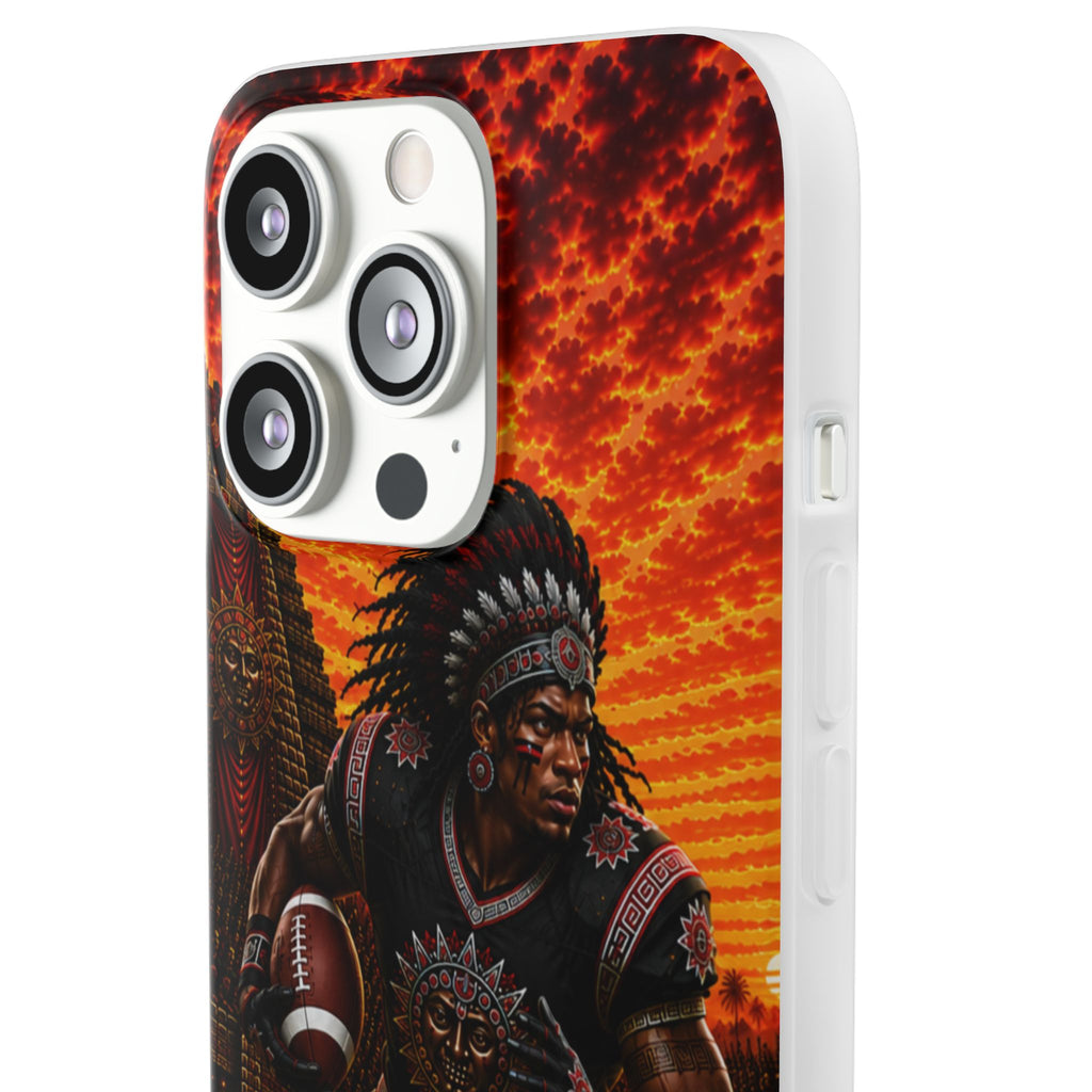 Aztec Football Warrior – Flexi Phone Case (iPhone & Samsung • Clear TPU • Made & Shipped in the USA • 🚚 FREE USA Shipping • Personalized Option)