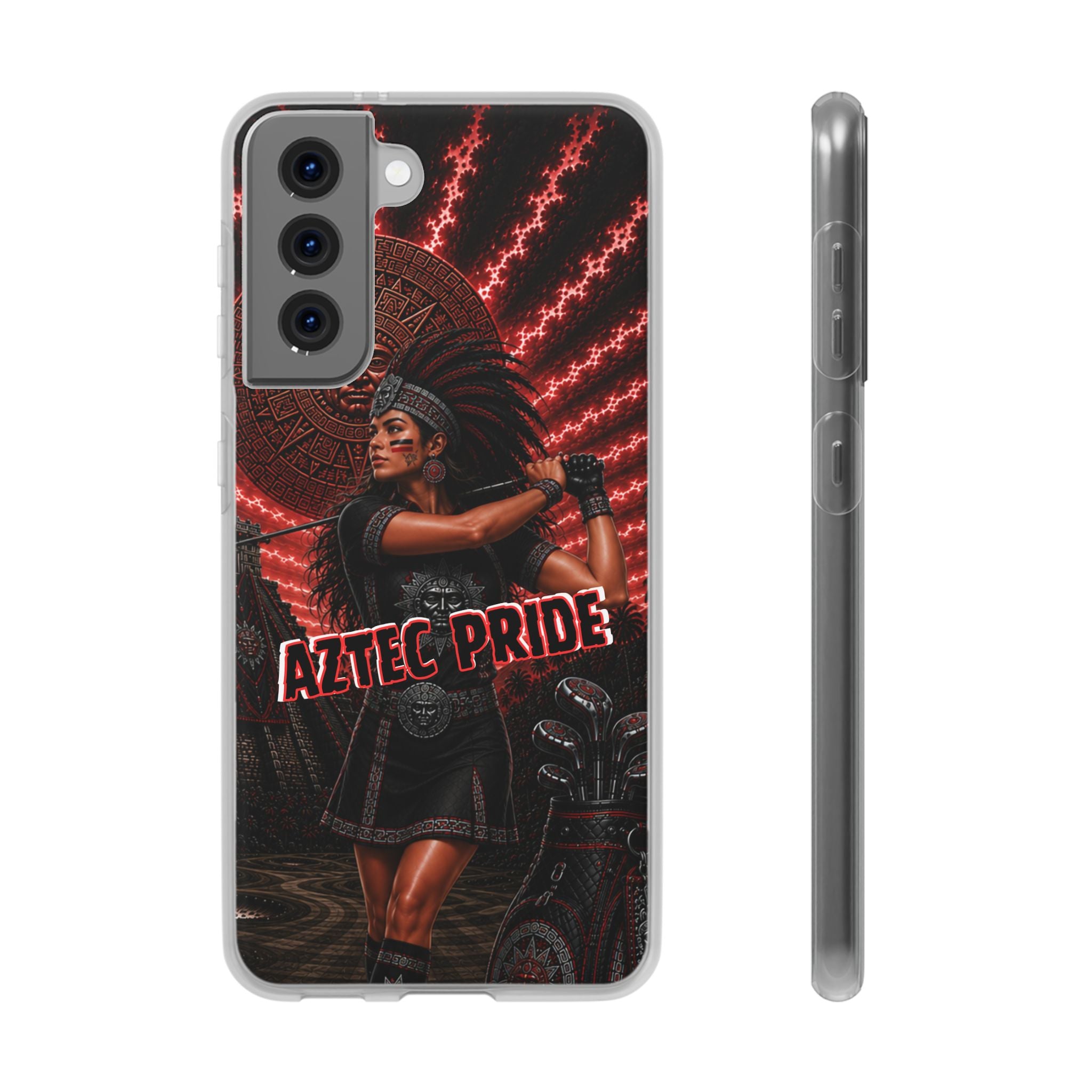 Aztec Golf Female Warrior – Flexi Phone Case (iPhone & Samsung • Clear TPU • Made & Shipped in the USA • 🚚 FREE USA Shipping • Personalized Option)