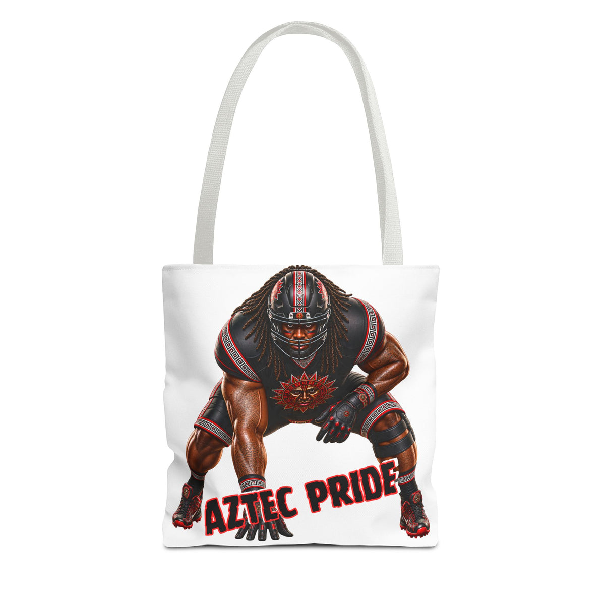 Aztec Football O-Line Warrior Tote Bag | Aztec-Inspired AI Art • Made & Shipped in the USA • 🚚 FREE USA Shipping • FREE Personalization