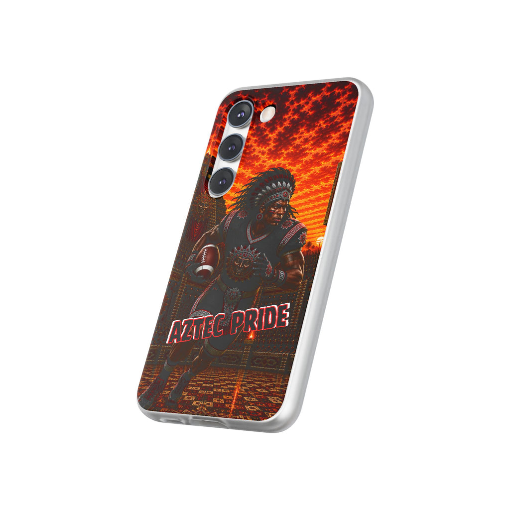 Aztec Football Warrior – Flexi Phone Case (iPhone & Samsung • Clear TPU • Made & Shipped in the USA • 🚚 FREE USA Shipping • Personalized Option)
