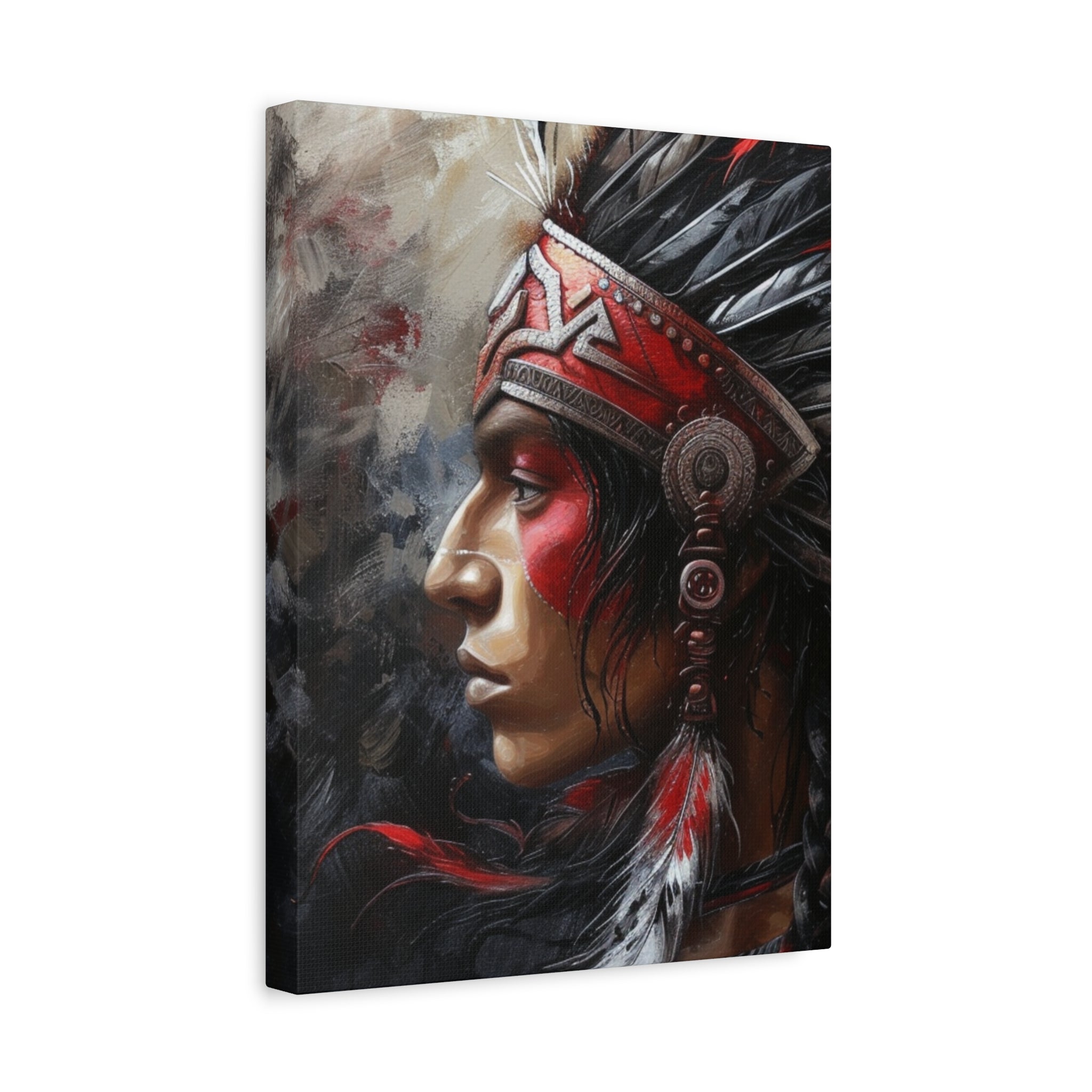 Aztec Silent Warrior – Bold Aztec Wall Art Canvas