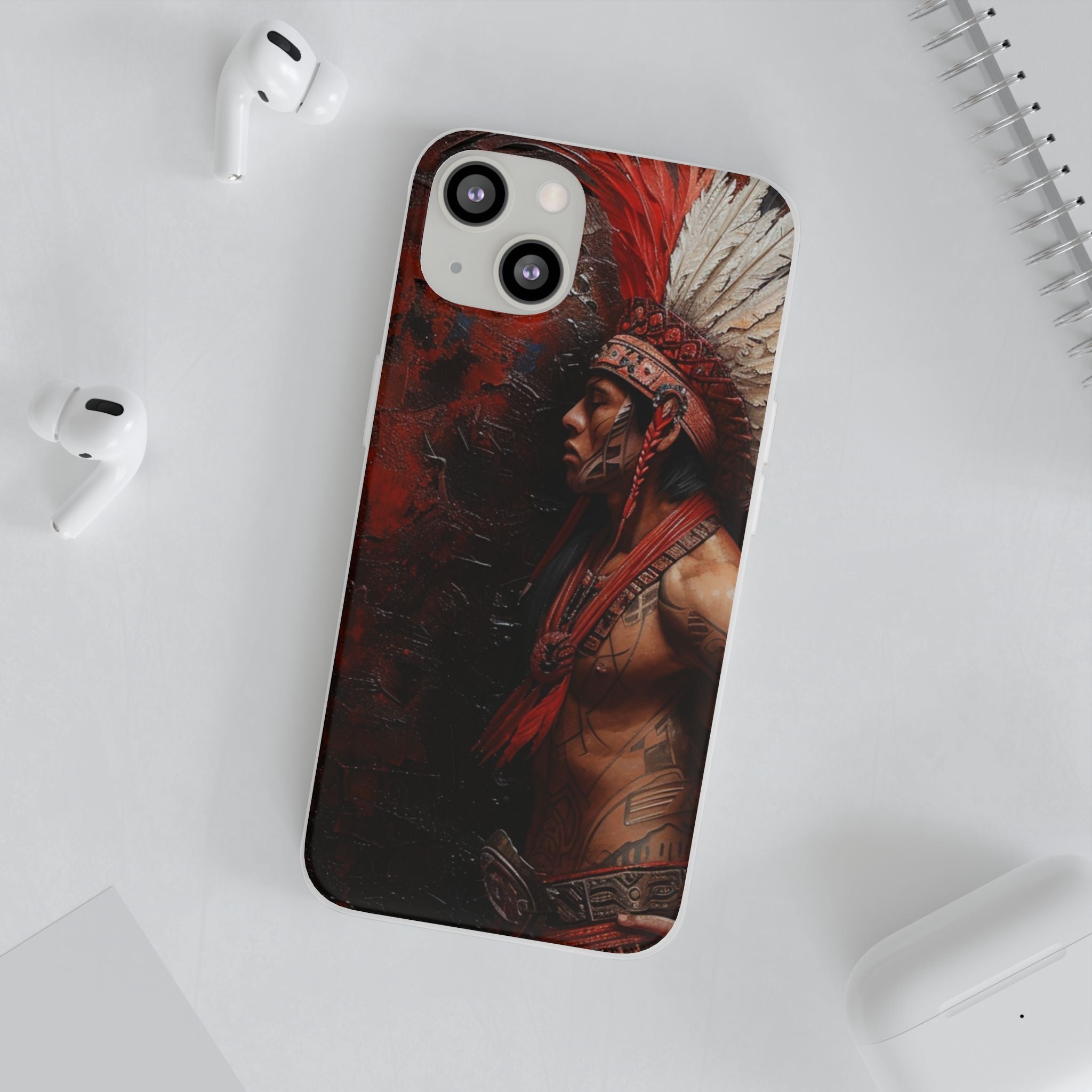 Aztec Noble Warrior – Flexi Phone Case (iPhone & Samsung • Clear TPU • Made in USA • Personalized Option)