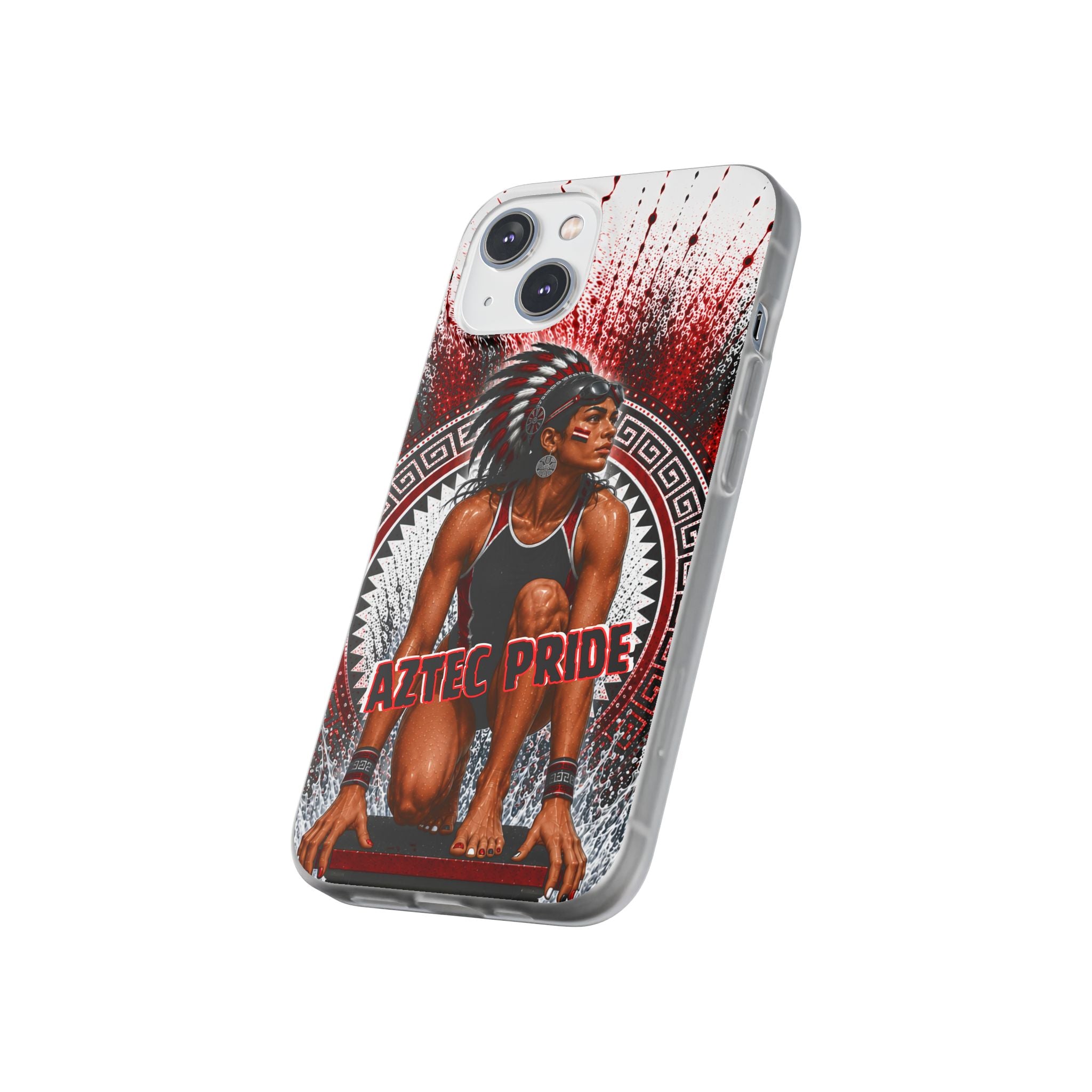 Aztec Swim & Dive Warrior – Flexi Phone Case (iPhone & Samsung • Clear TPU • Made & Shipped in the USA • 🚚 FREE USA Shipping • Personalized Option)