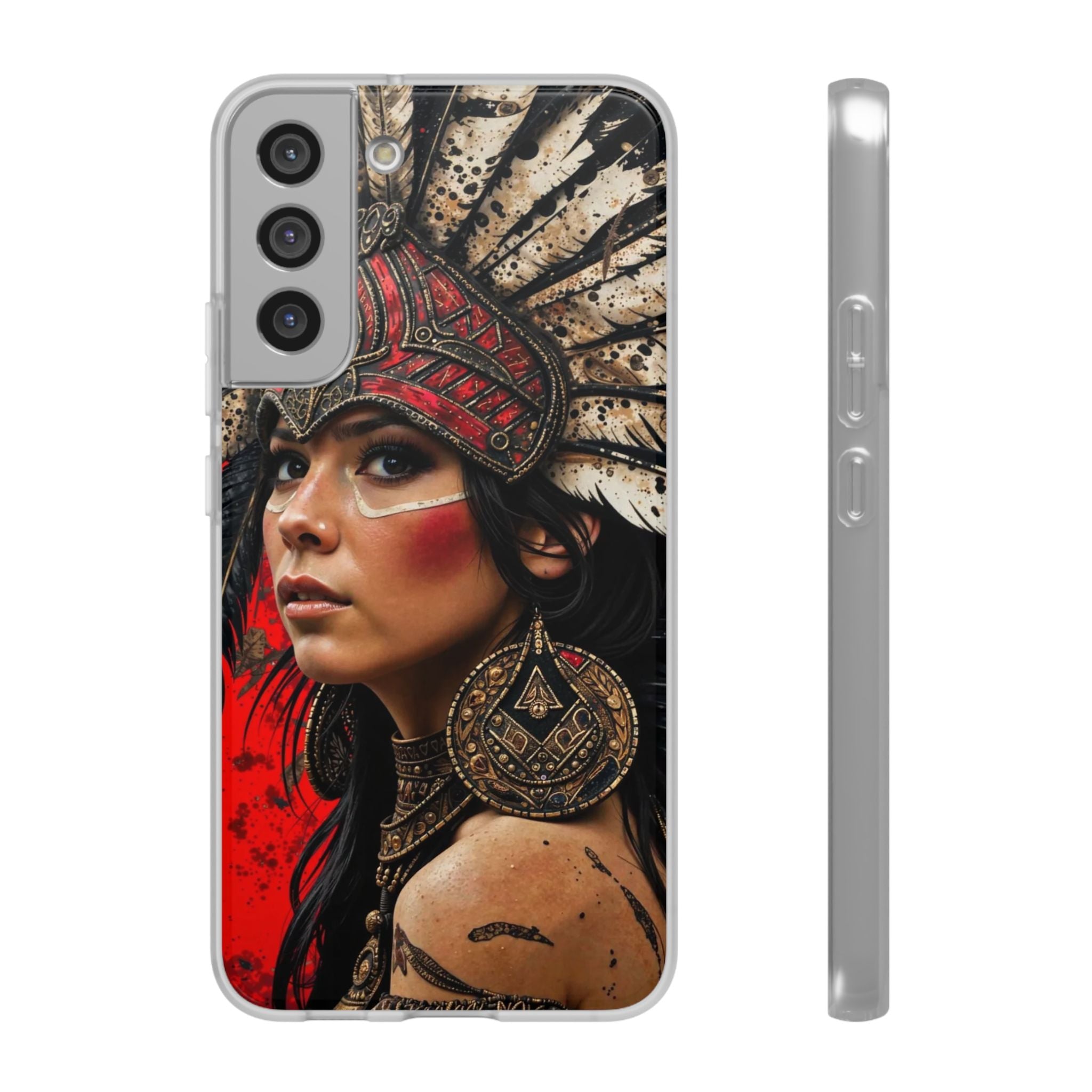 Aztec Moon Goddess – Flexi Phone Case (iPhone & Samsung • Clear TPU • Made in USA • Personalized Option)