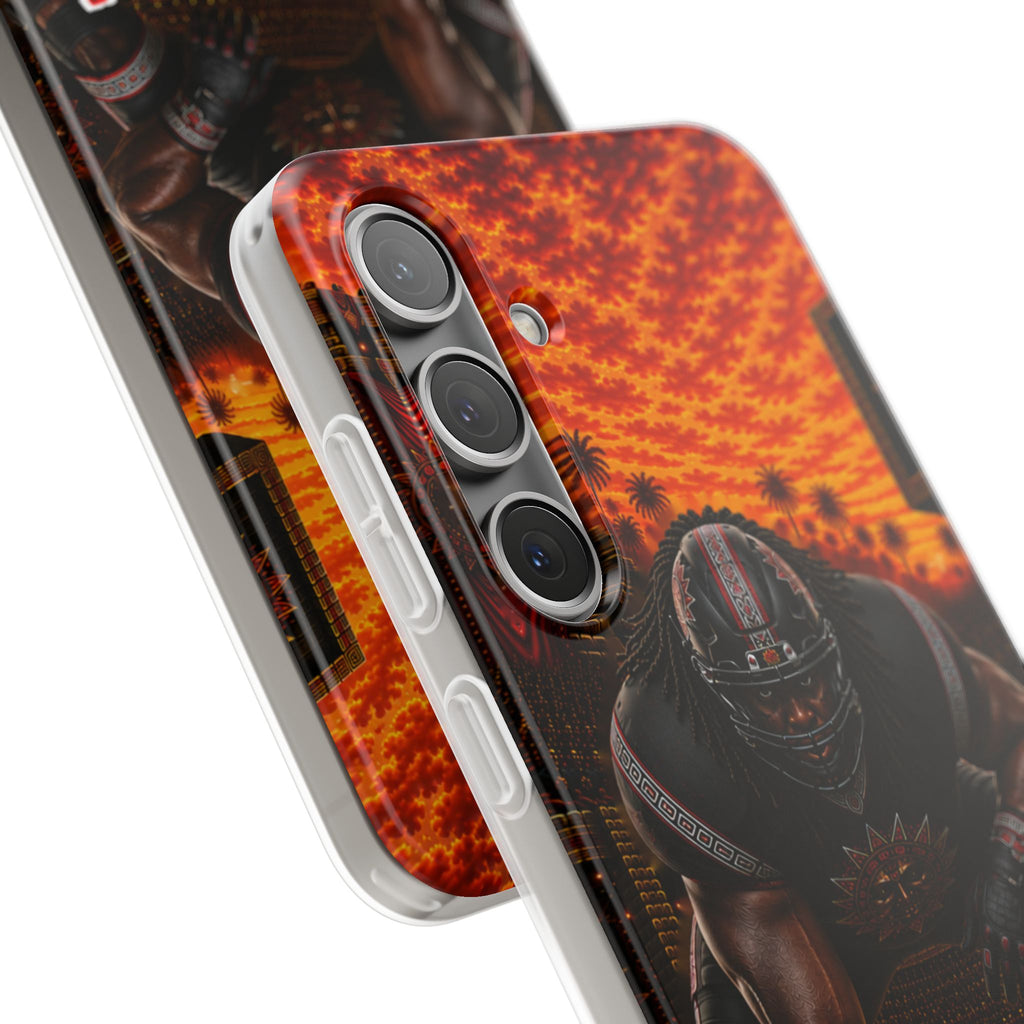 Aztec Football Warrior – Flexi Phone Case (iPhone & Samsung • Clear TPU • Made & Shipped in the USA • 🚚 FREE USA Shipping • Personalized Option)