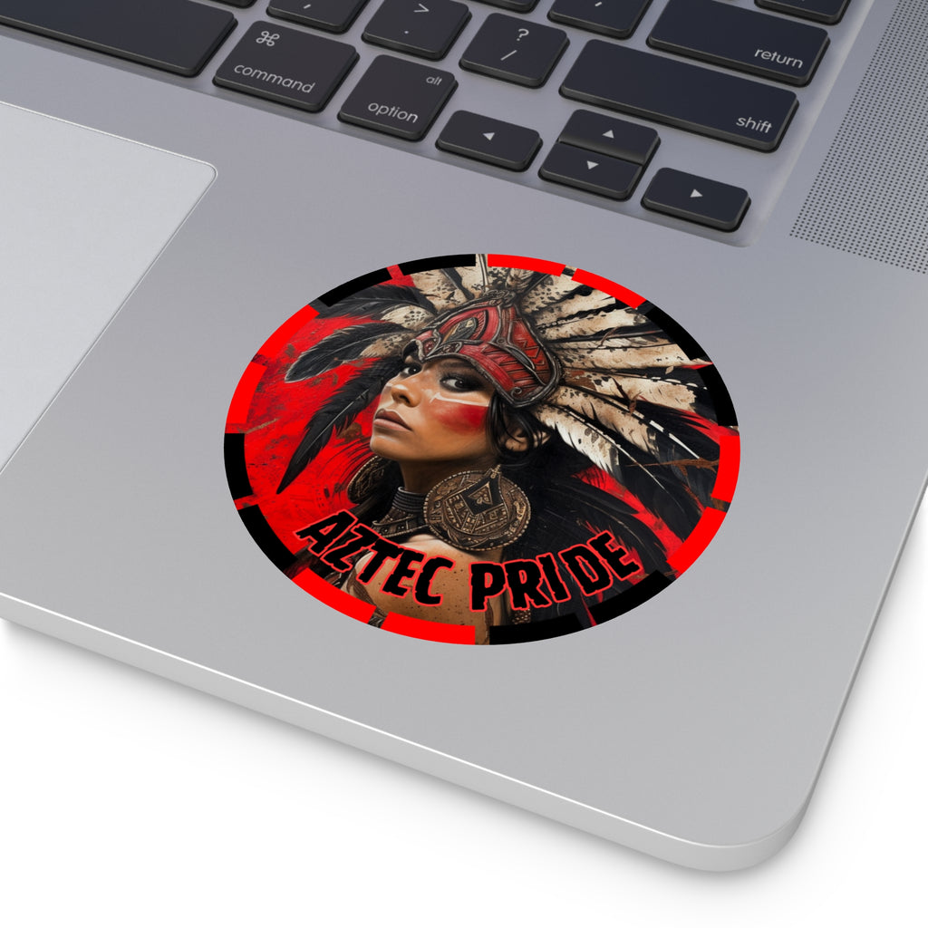 Aztec Moon Goddess Round Vinyl Sticker – Waterproof Matte Decal (2”–6”)
