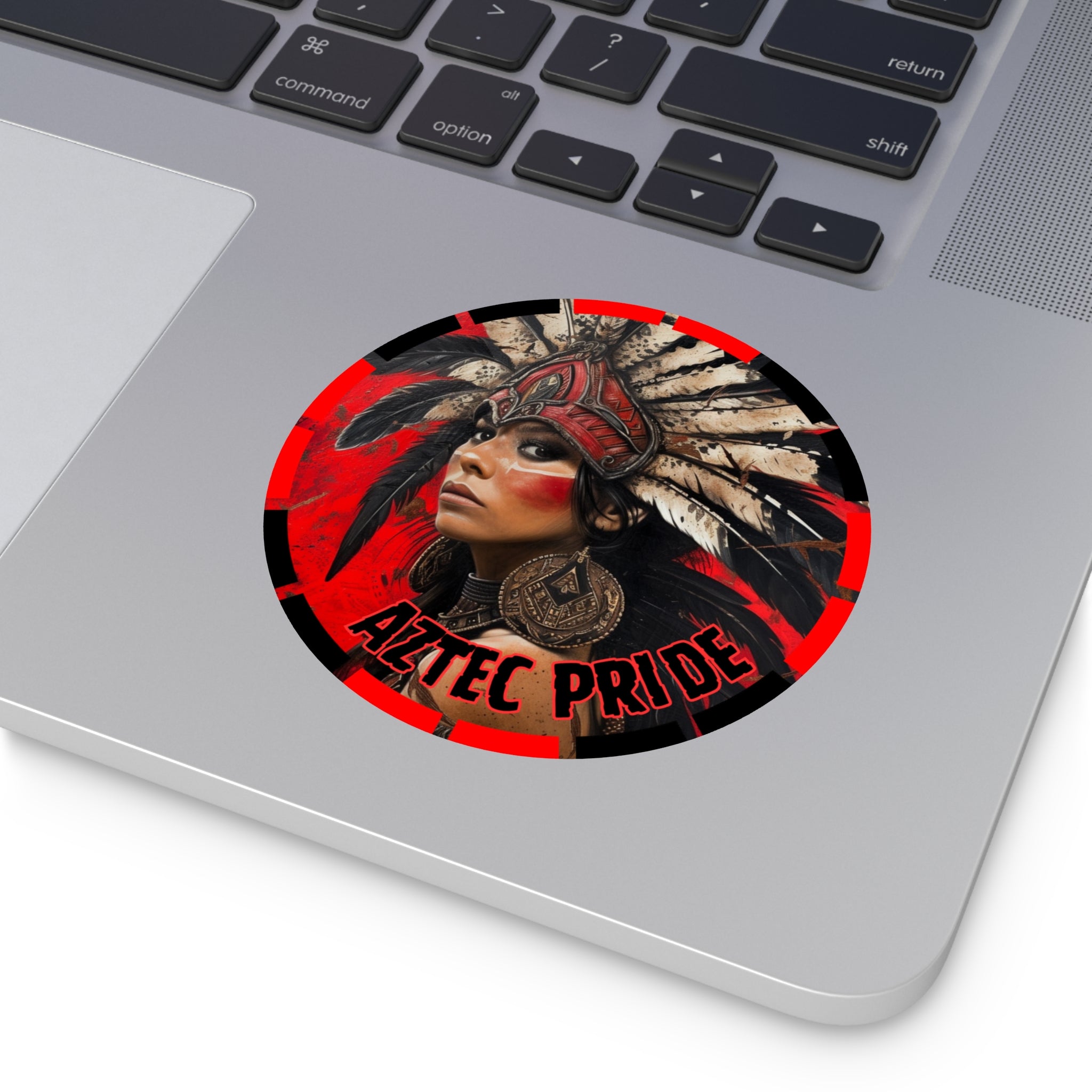 Aztec Moon Goddess Round Vinyl Sticker – Waterproof Matte Decal (2”–6”)