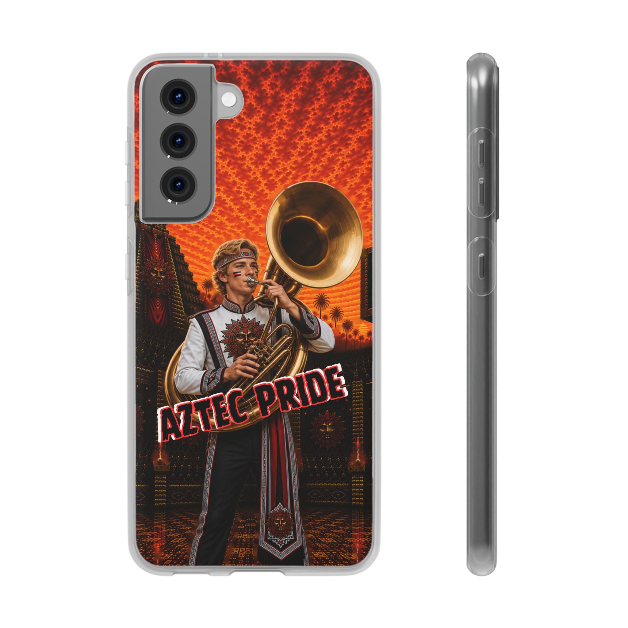 Aztec Band Warrior – Flexi Phone Case (iPhone & Samsung • Clear TPU • Made & Shipped in the USA • 🚚 FREE USA Shipping • Personalized Option)