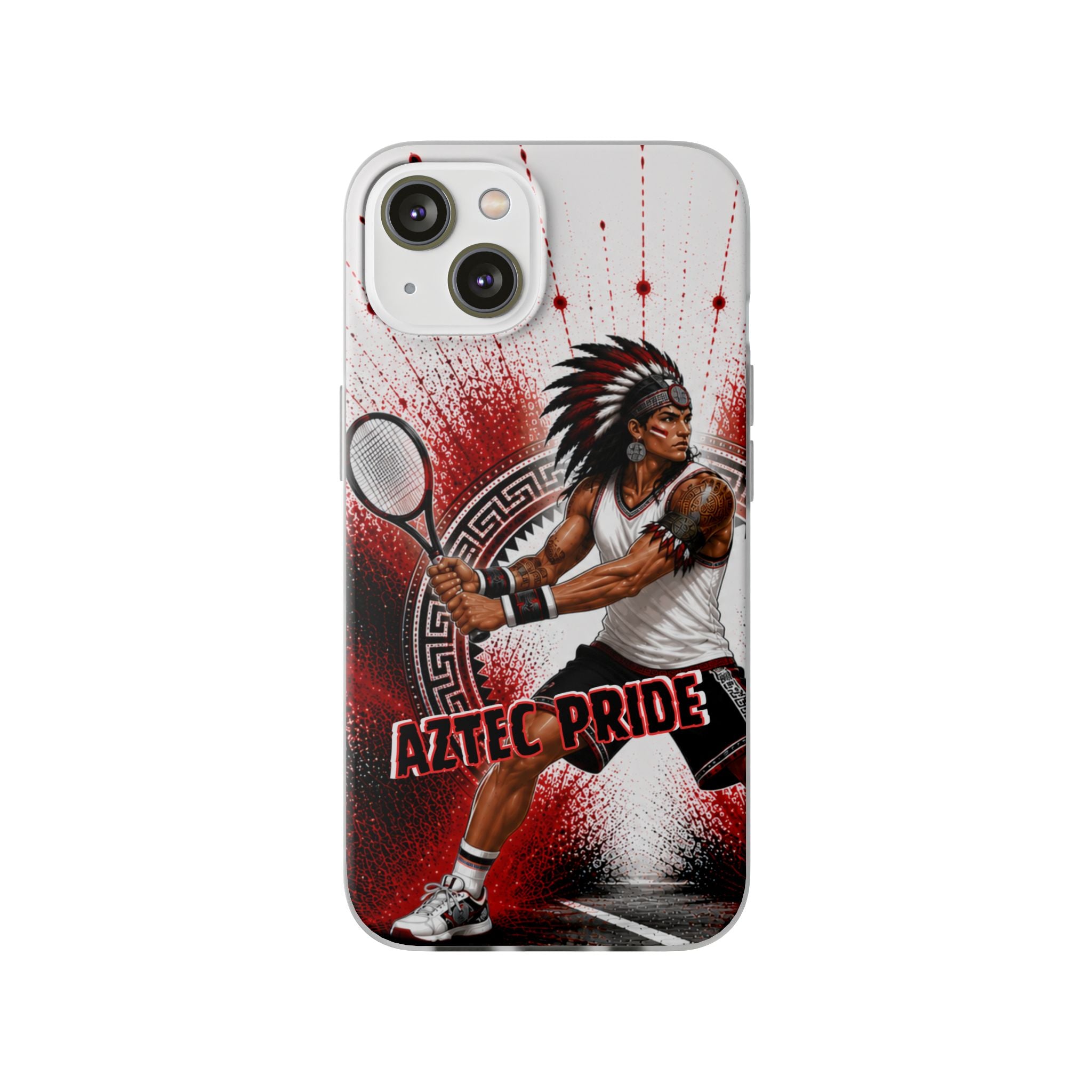 Aztec Tennis Male Warrior – Flexi Phone Case (iPhone & Samsung • Clear TPU • Made & Shipped in the USA • 🚚 FREE USA Shipping • Personalized Option)