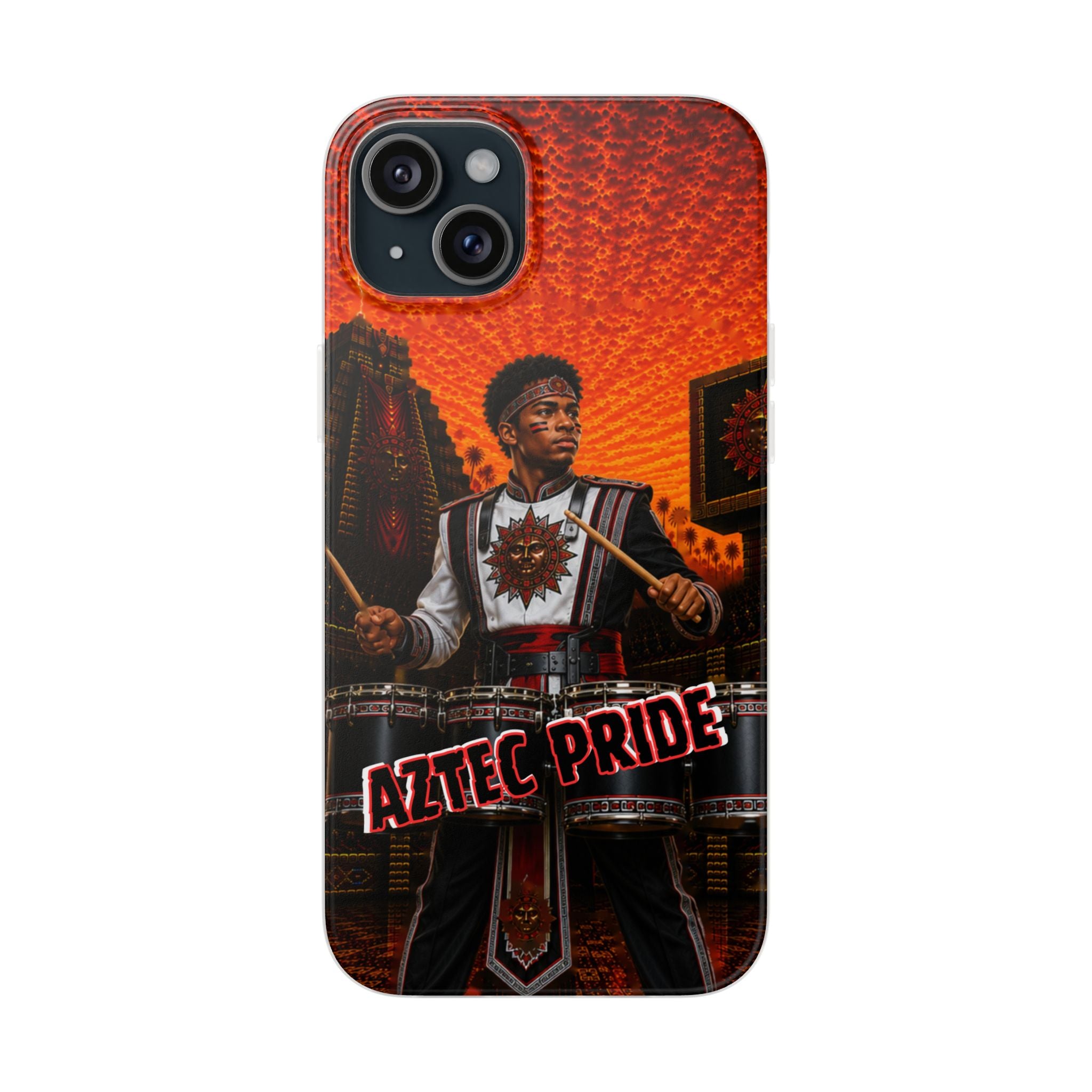 Aztec Band Warrior – Flexi Phone Case (iPhone & Samsung • Clear TPU • Made & Shipped in the USA • 🚚 FREE USA Shipping • Personalized Option)