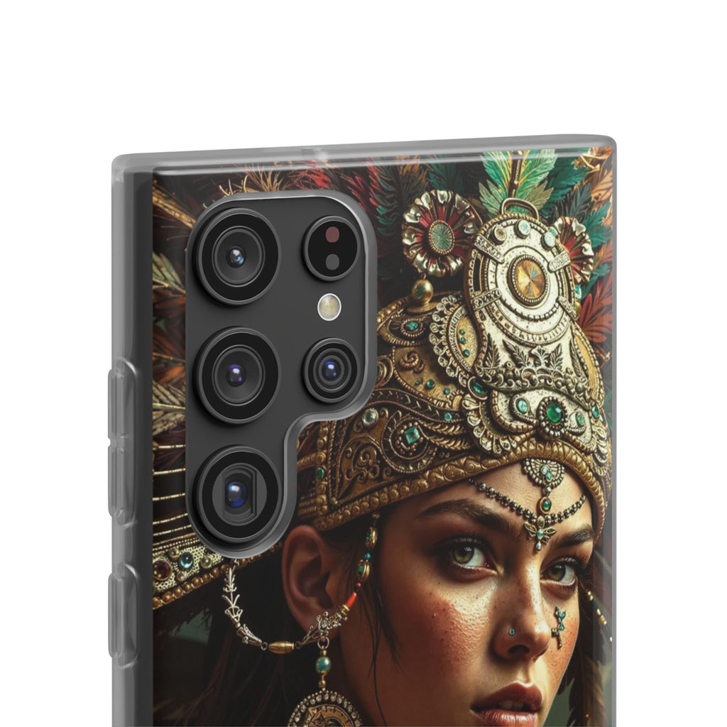 Aztec Warrior Goddess – Flexi Phone Case (iPhone & Samsung • Clear TPU • Made in USA • Personalized Option)