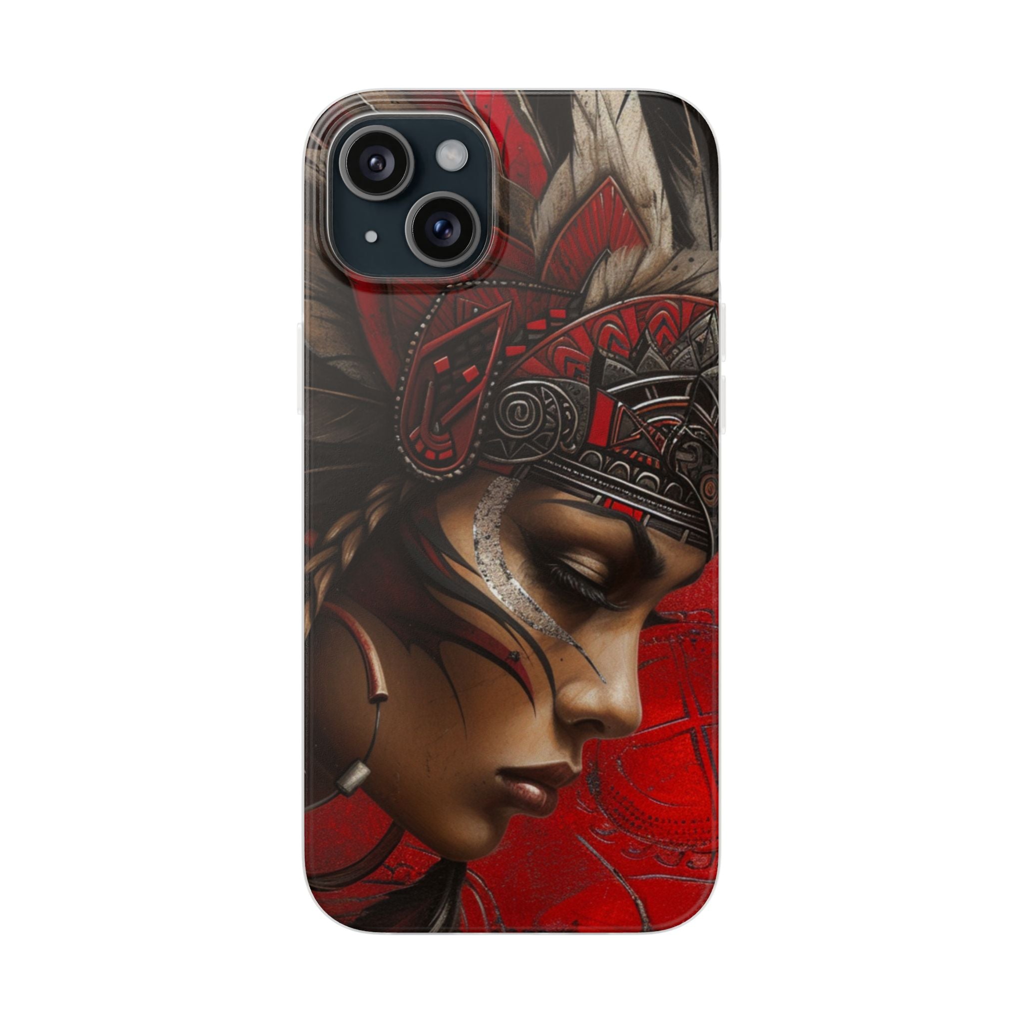 Aztec Sun Goddess – Flexi Phone Case (iPhone & Samsung • Clear TPU • Made in USA • Personalized Option)