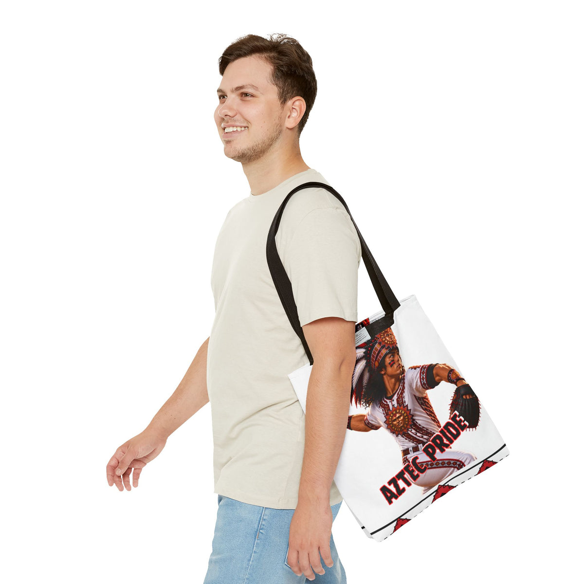Aztec Baseball Warrior Tote Bag | Aztec-Inspired AI Art • Made & Shipped in the USA • 🚚 FREE USA Shipping • FREE Personalization