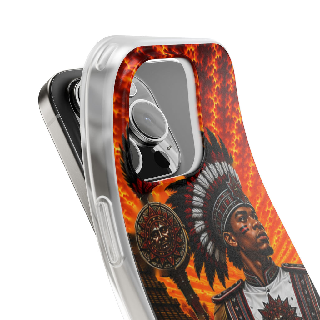 Aztec Drum Major Warrior – Flexi Phone Case (iPhone & Samsung • Clear TPU • Made & Shipped in the USA • 🚚 FREE USA Shipping • Personalized Option)