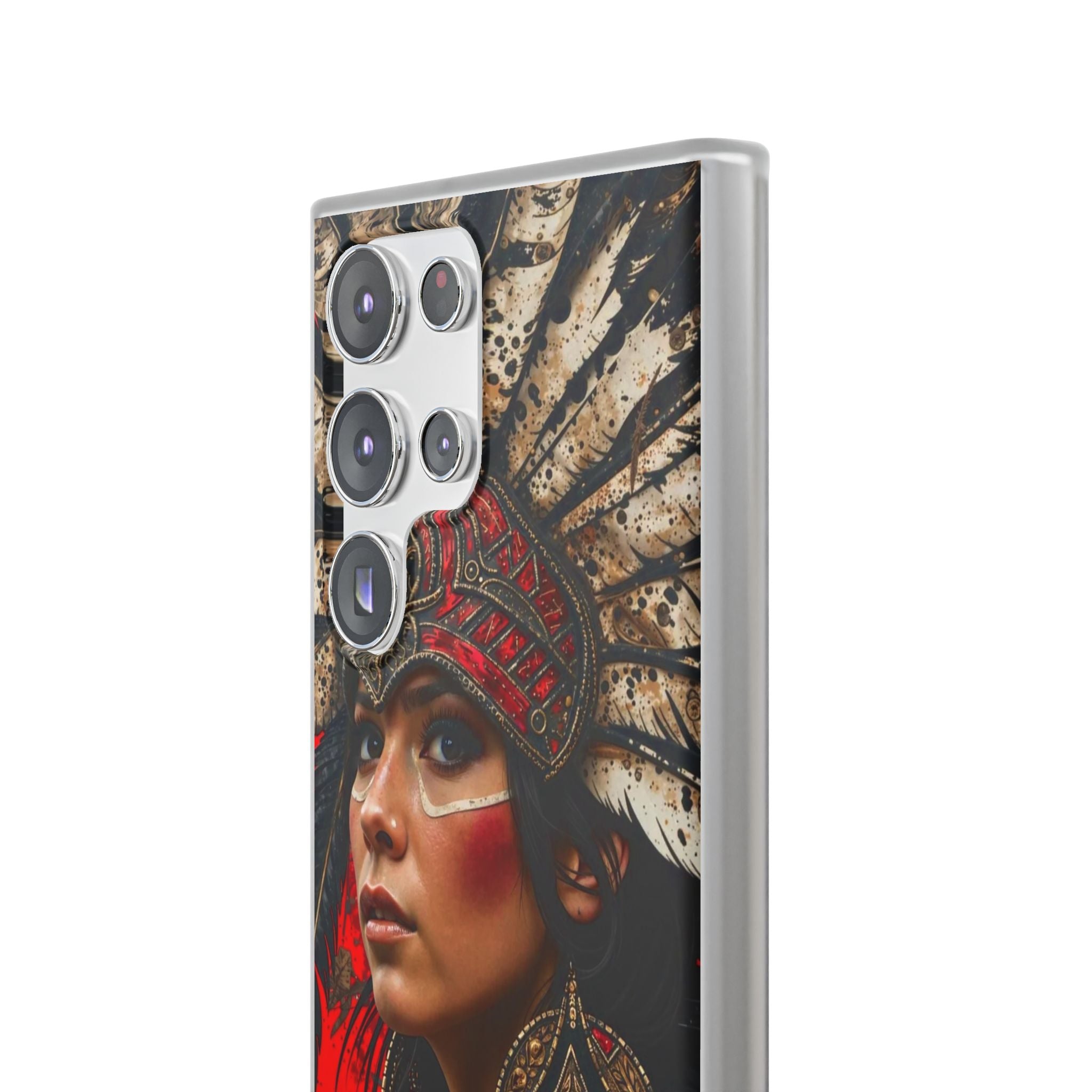 Aztec Moon Goddess – Flexi Phone Case (iPhone & Samsung • Clear TPU • Made in USA • Personalized Option)