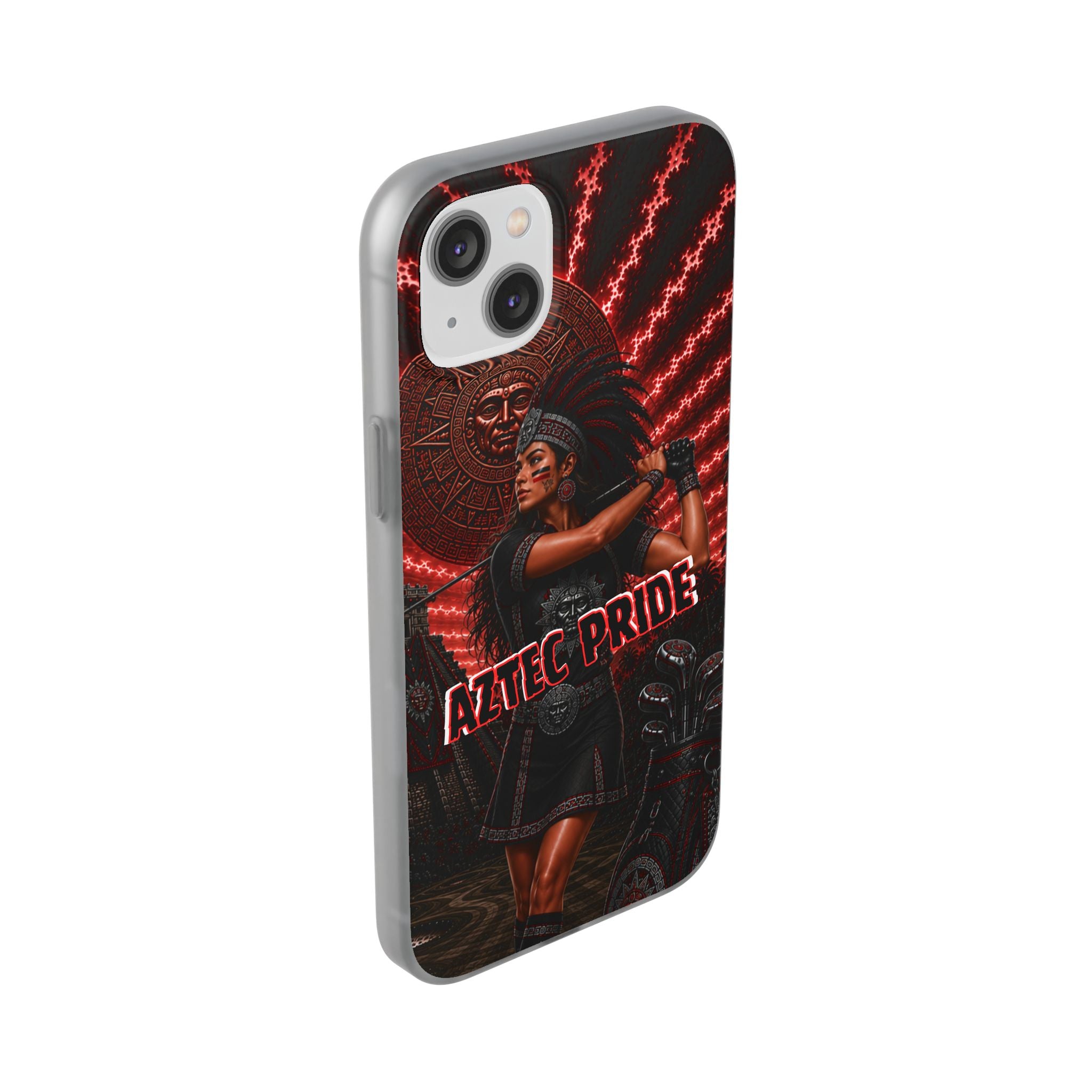 Aztec Golf Female Warrior – Flexi Phone Case (iPhone & Samsung • Clear TPU • Made & Shipped in the USA • 🚚 FREE USA Shipping • Personalized Option)