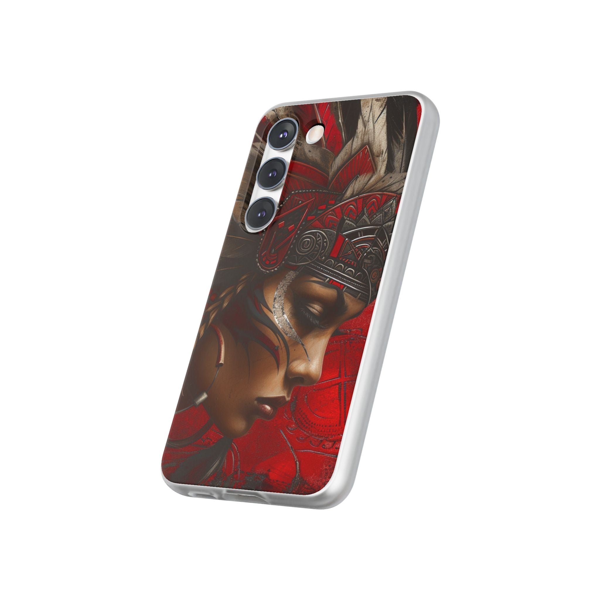 Aztec Sun Goddess – Flexi Phone Case (iPhone & Samsung • Clear TPU • Made in USA • Personalized Option)