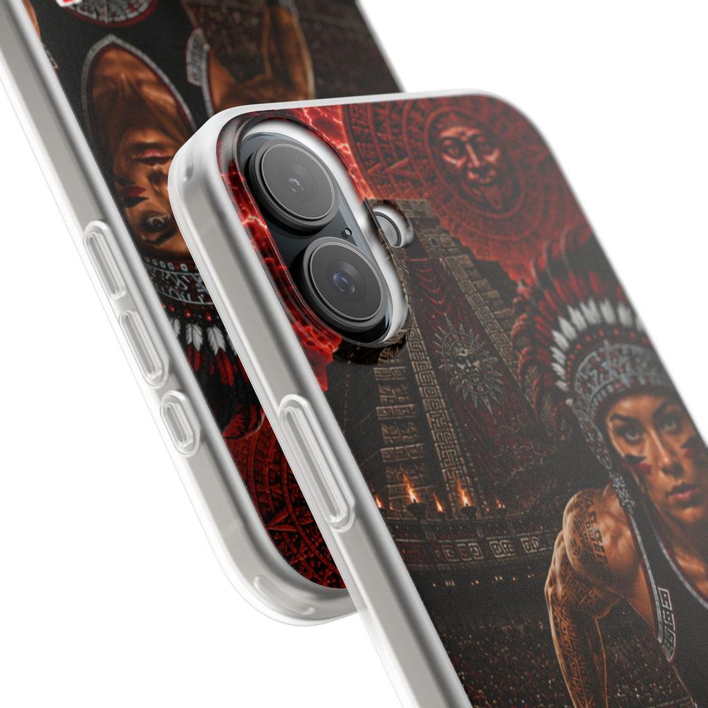 Aztec Track & Field Female Warrior – Flexi Phone Case (iPhone & Samsung • Clear TPU • Made & Shipped in the USA • 🚚 FREE USA Shipping • Personalized Option)