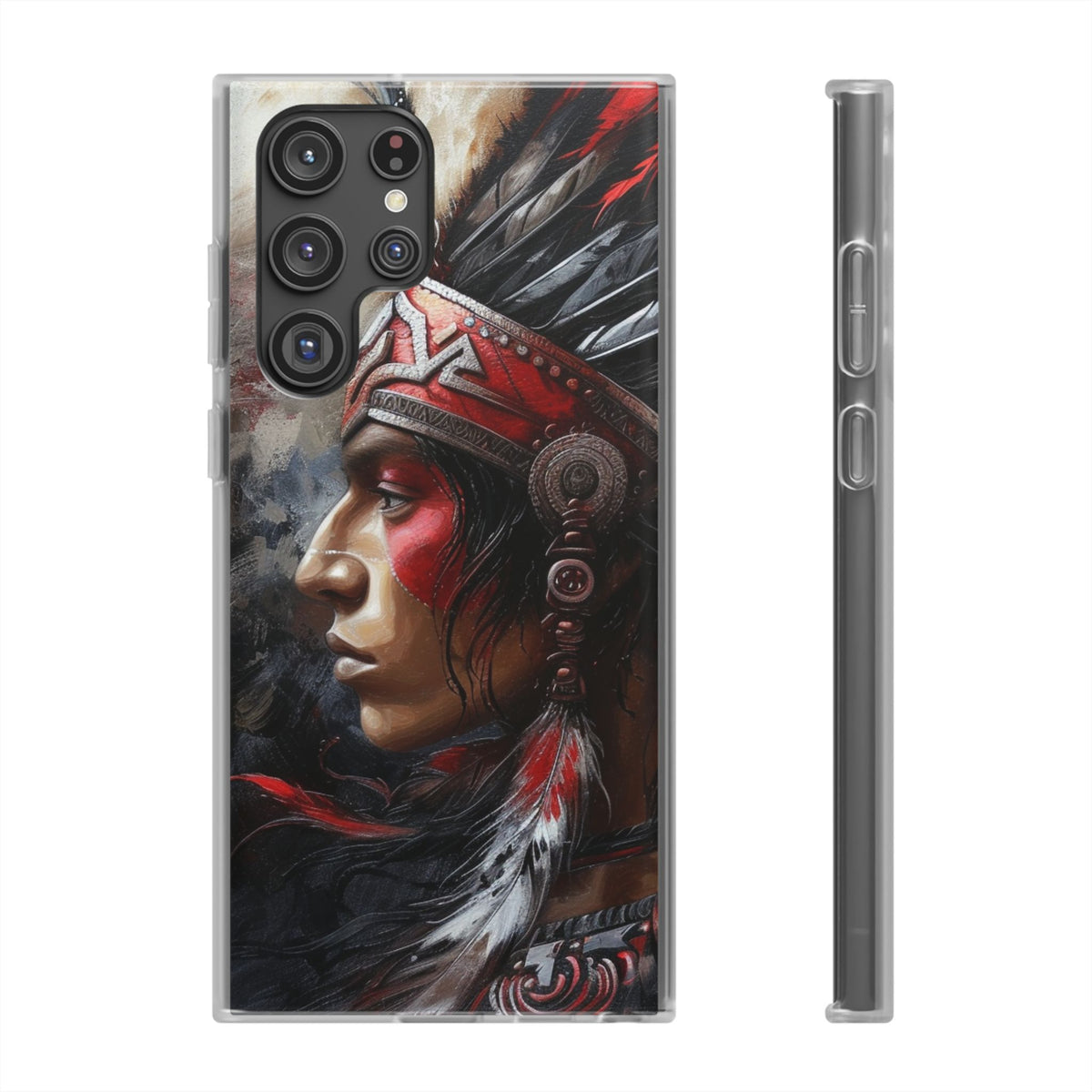 Aztec Silent Warrior – Flexi Phone Case (iPhone & Samsung • Clear TPU • Made in USA • Personalized Option)